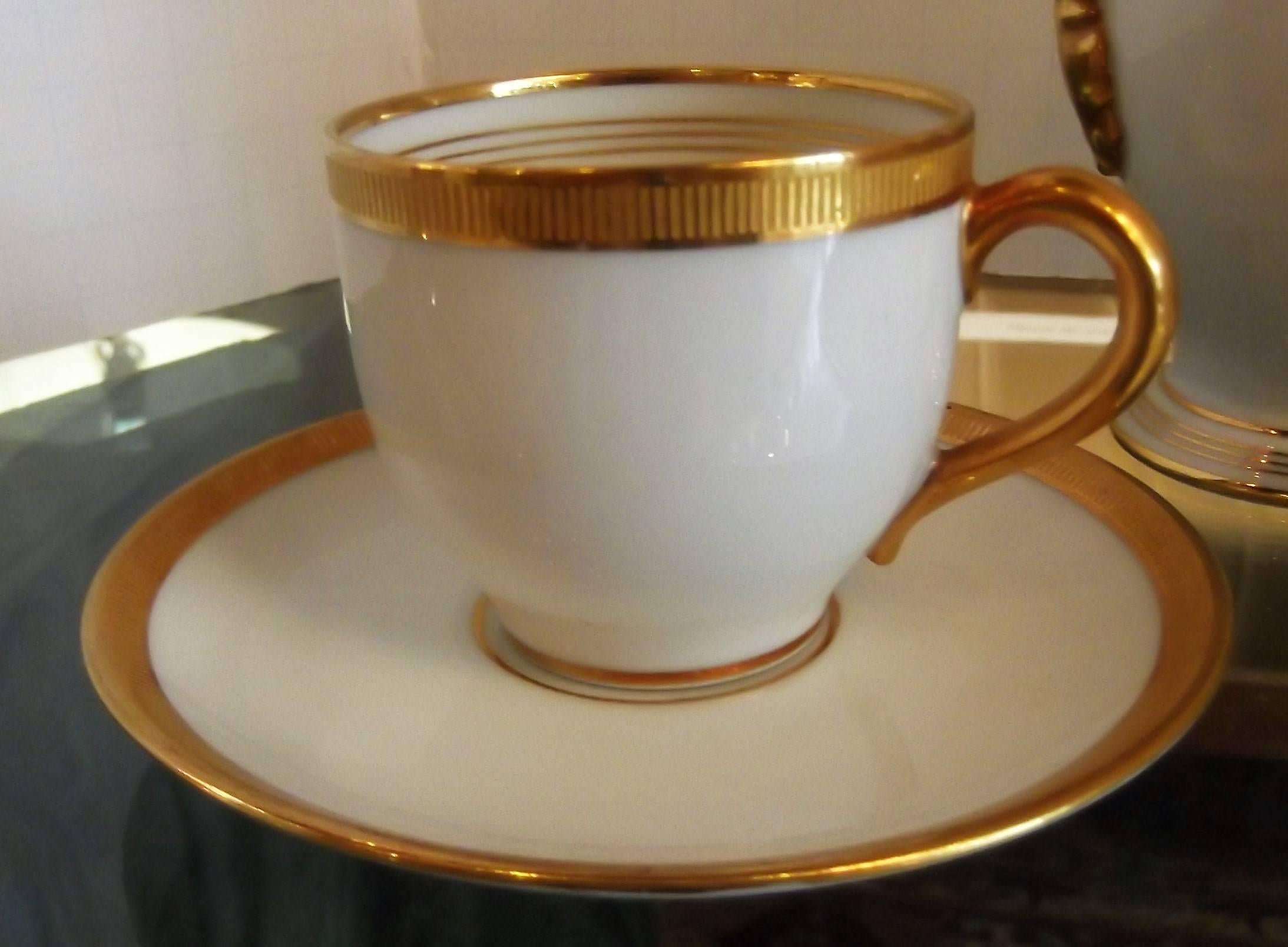 Gilt Italian Porcelain Espresso Coffee Set by Richard Ginori