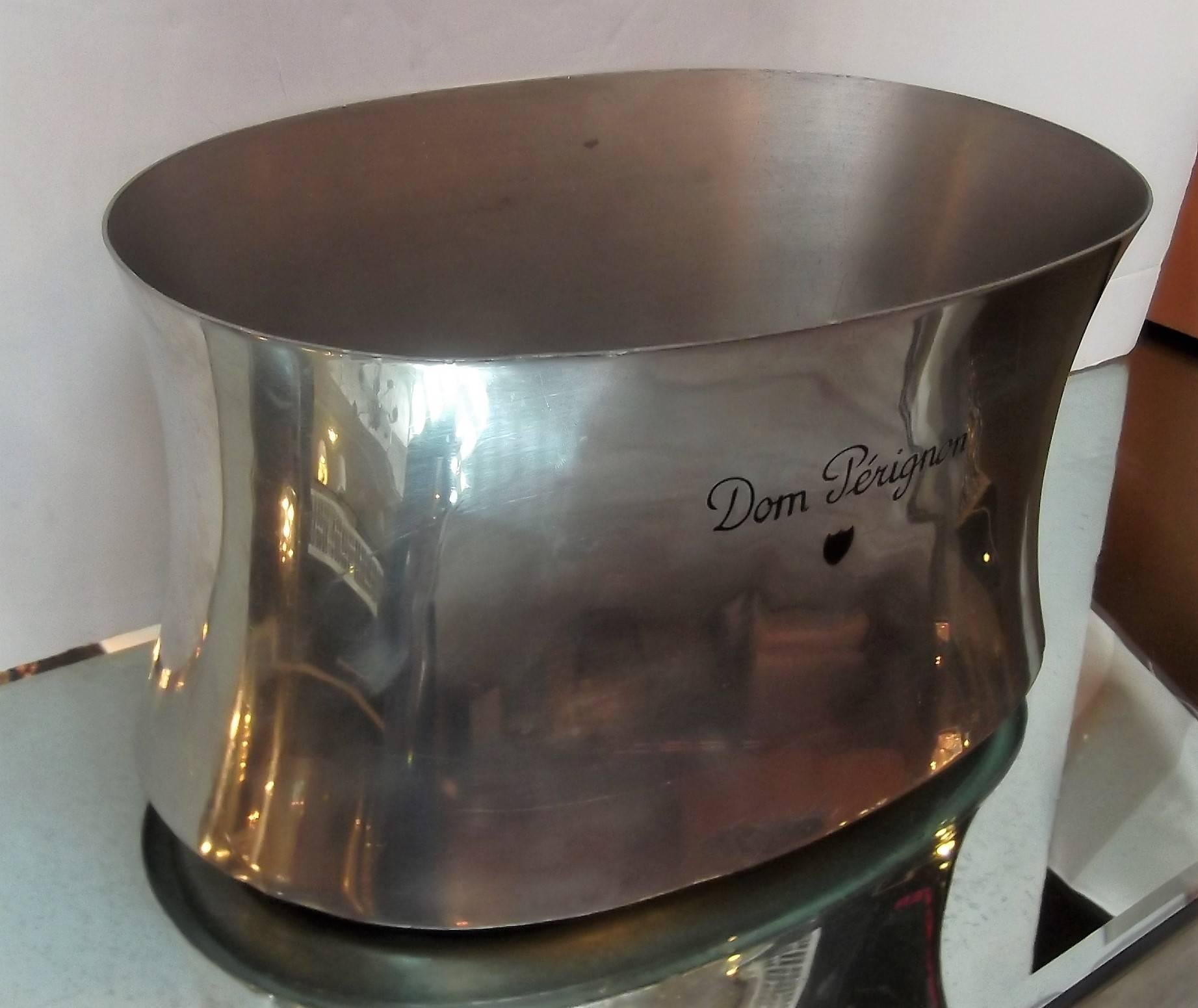 Rare pewter double champagne bucket made by Royal Selangor. The outside is branded for Dom Perignon, the premiere champagne of the world. Founded in 1885 by Yong Koon. Koon handcrafted pewter objects mainly for ceremonial use, such as joss stick