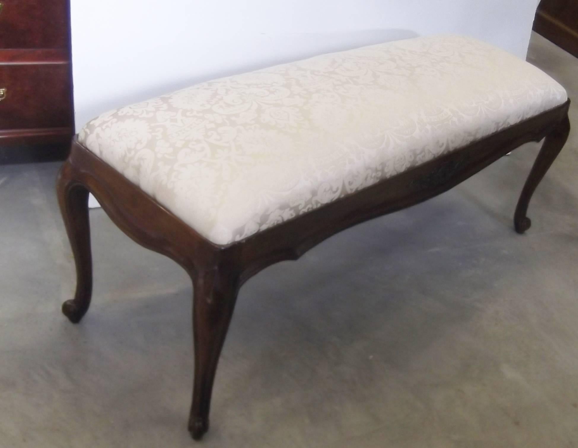 Italian Carved Walnut French Provincial Bench