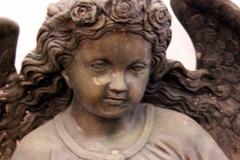 Large Hanging Bronze Angel with Sea Shell Wall Early 20th Century