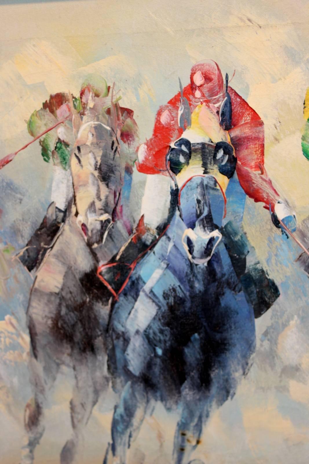 peinture chevaux de course