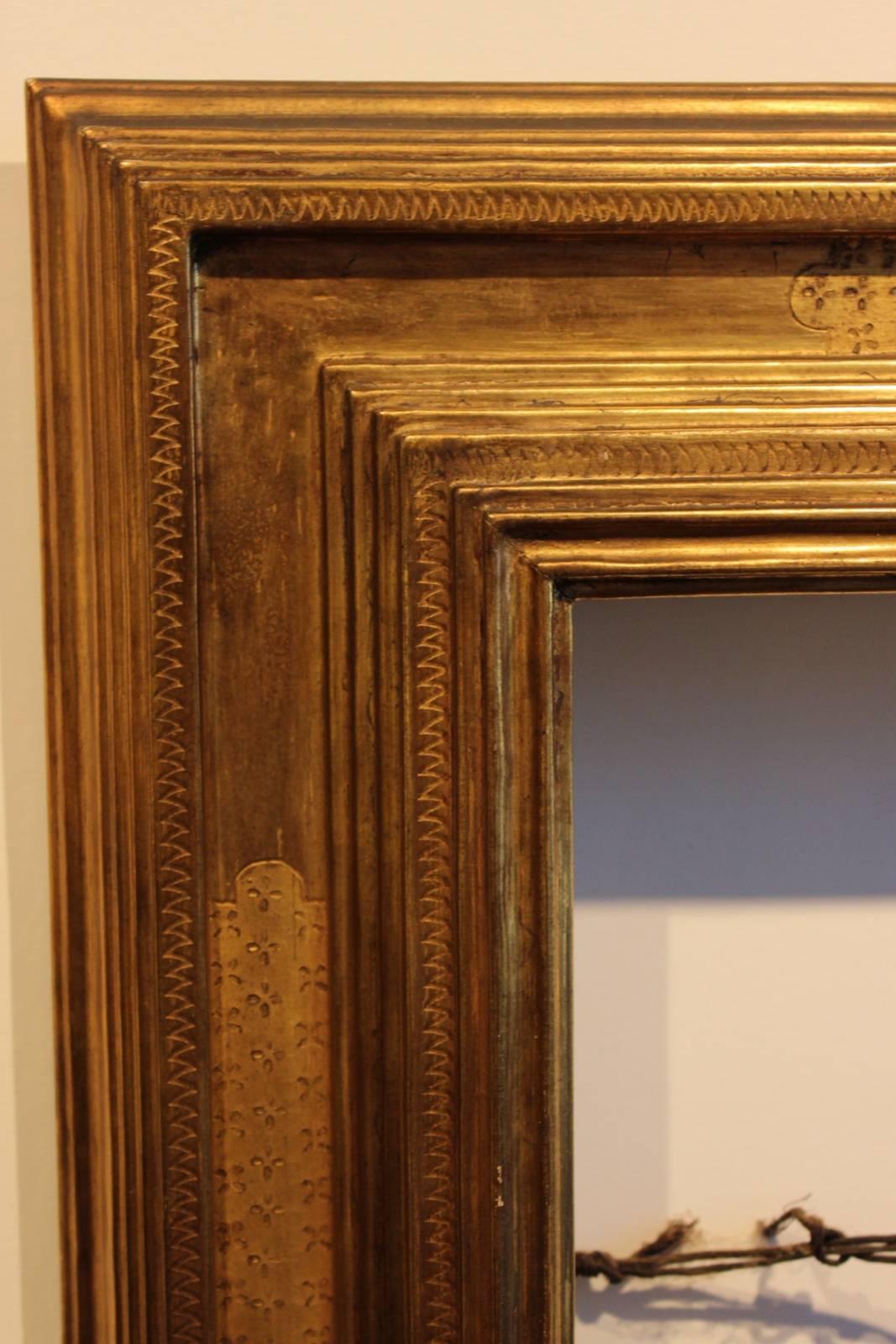 20th Century Signed Frederick Harer Gilt Wood Frame