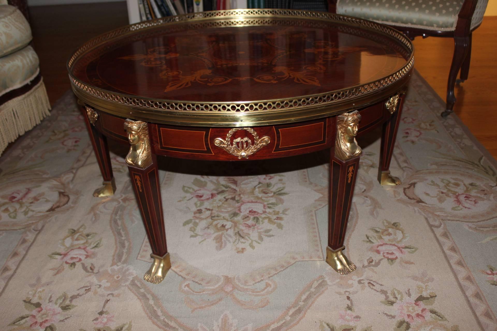 French Empire Round Inlaid Coffee Table 2