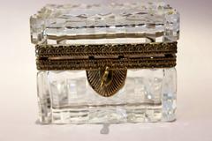 French Crystal and Bronze Hinged Table Box