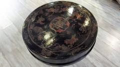 Antique Round Chinese Box on Stand Drinks Table