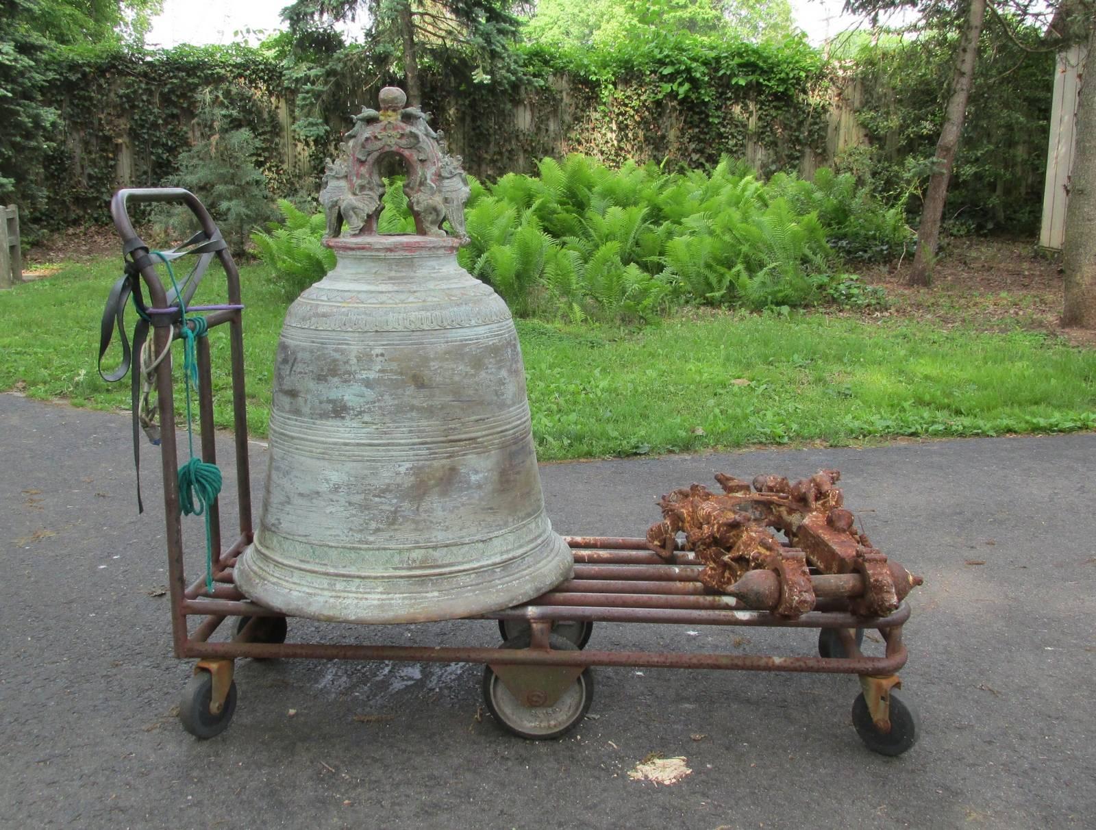 Monumental Thai Bronze and Iron Temple Bell 2