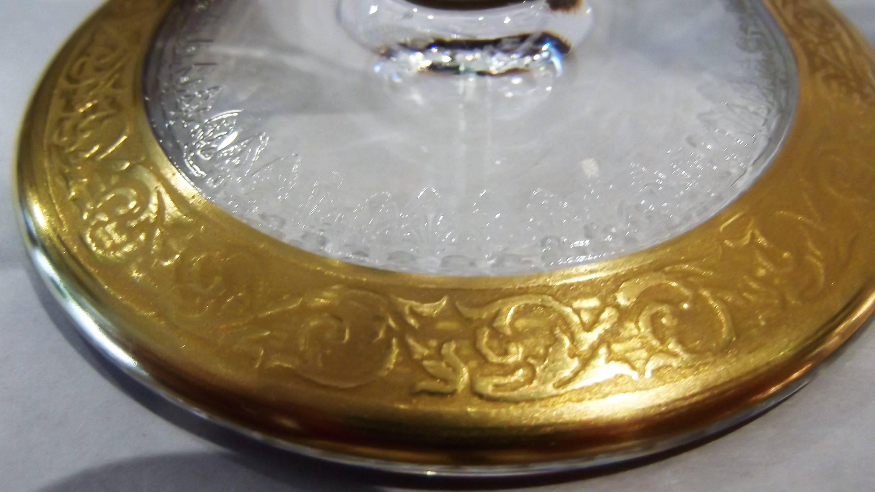 Gilt Saint Louis Thistle Pattern Gold Encrusted Champagne Flutes