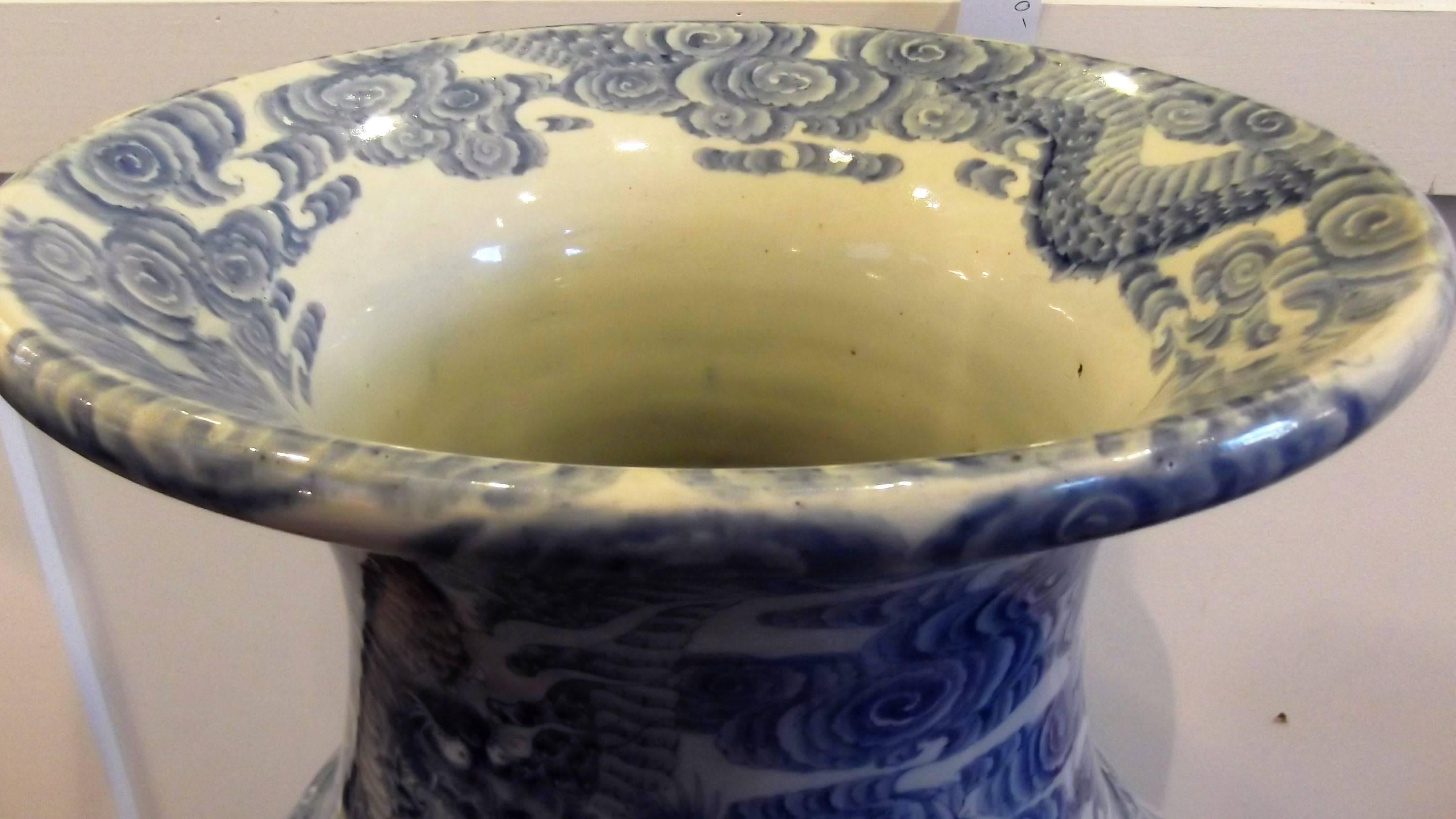 19th Century Large Japanese Blue and White Imari Palace Vase