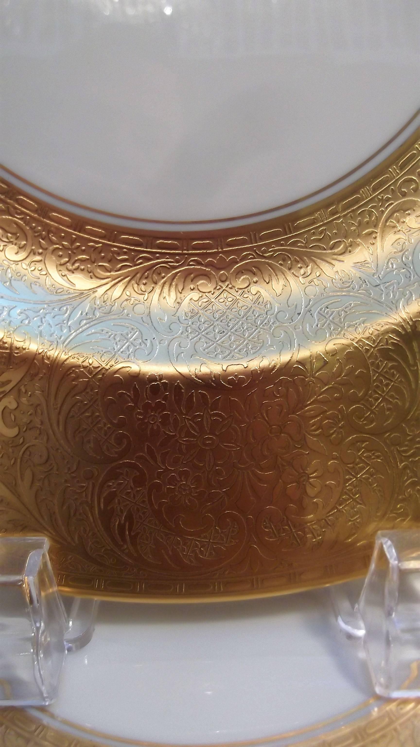 Gilt Set of 14 Gold Encrusted Service Plates by Pickard