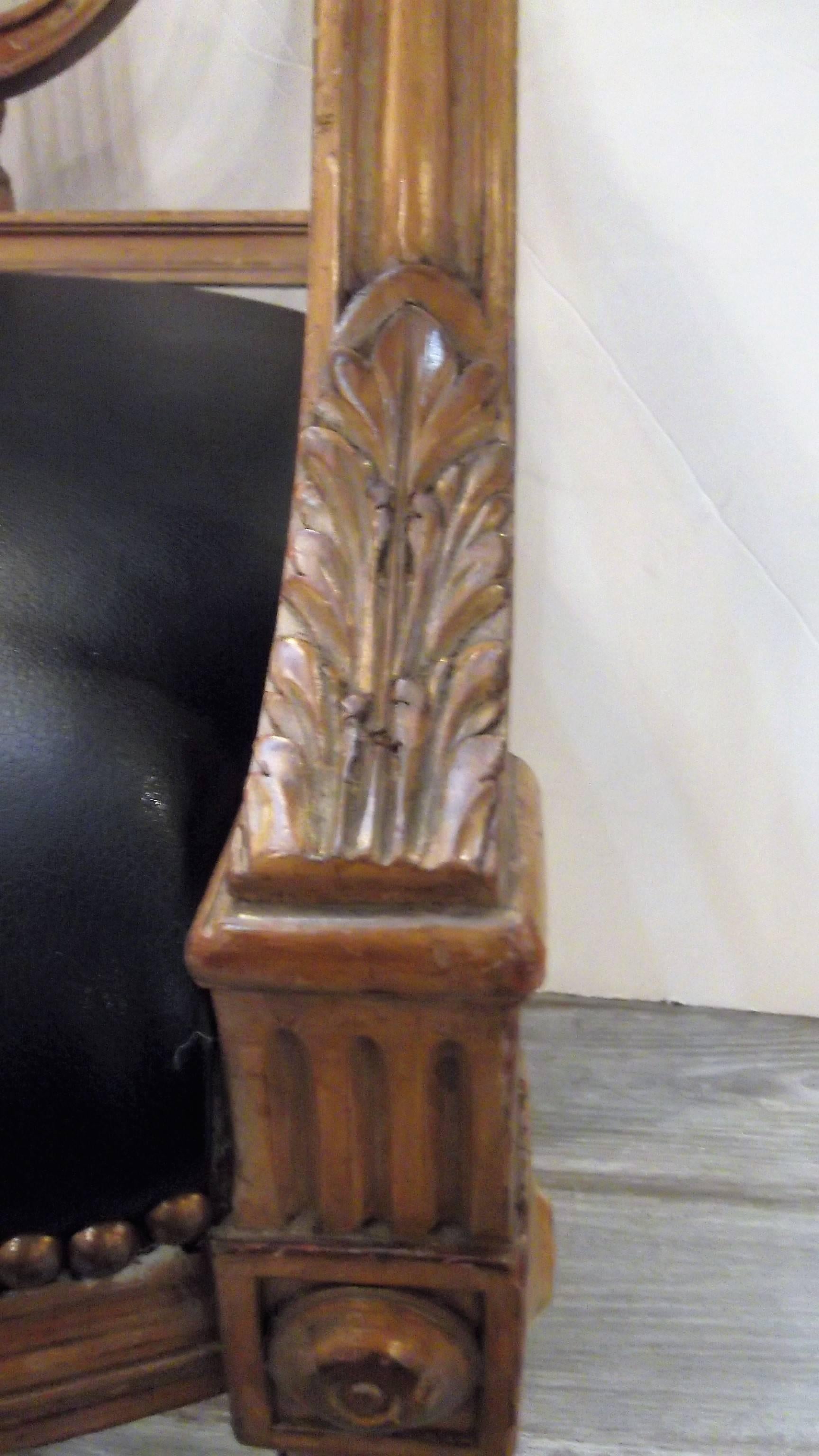 Leather Carved Louis XVI Style Desk Chair