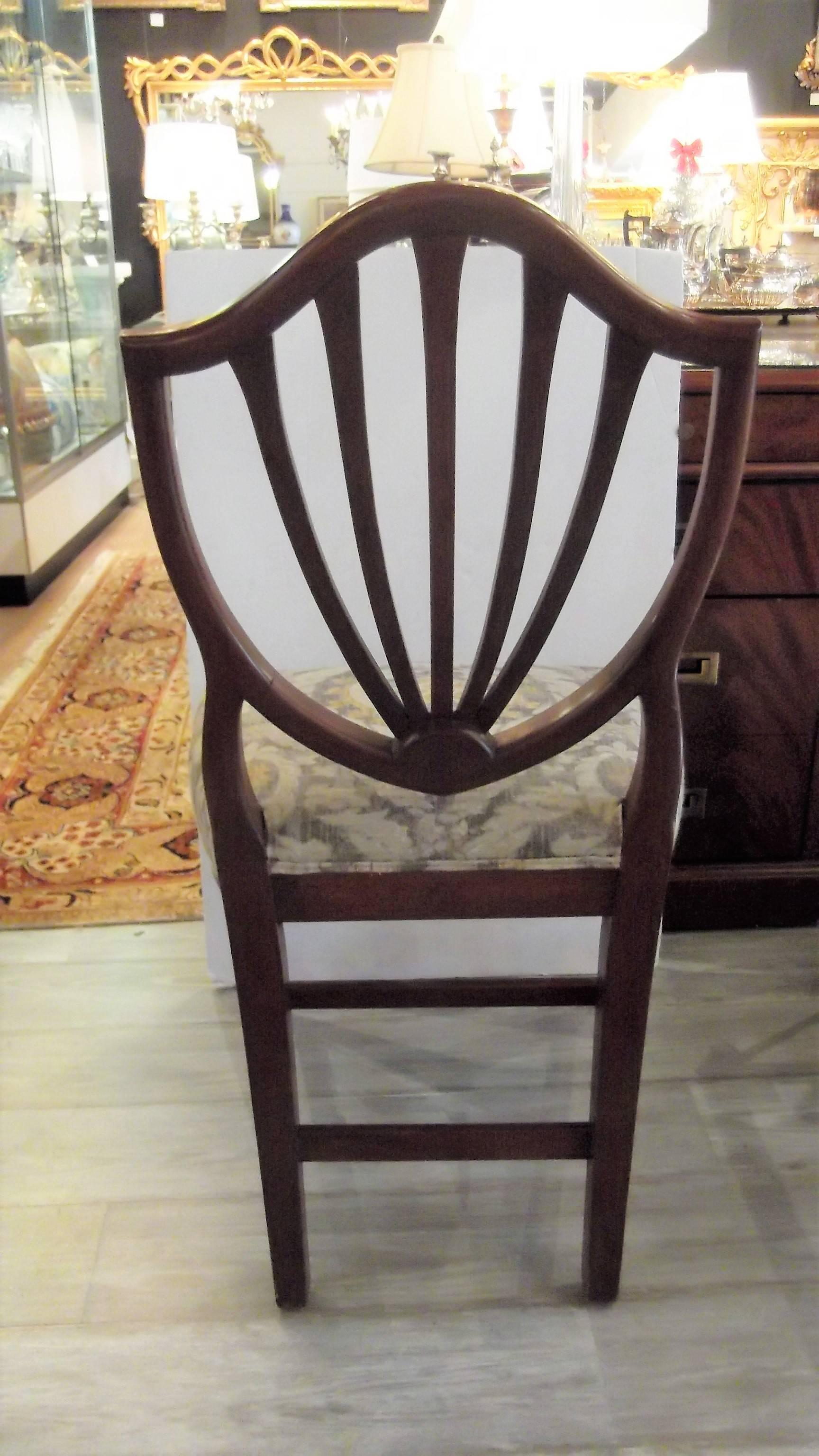 Inlay Set of Six Hepplewhite Shield Back Dining Chairs