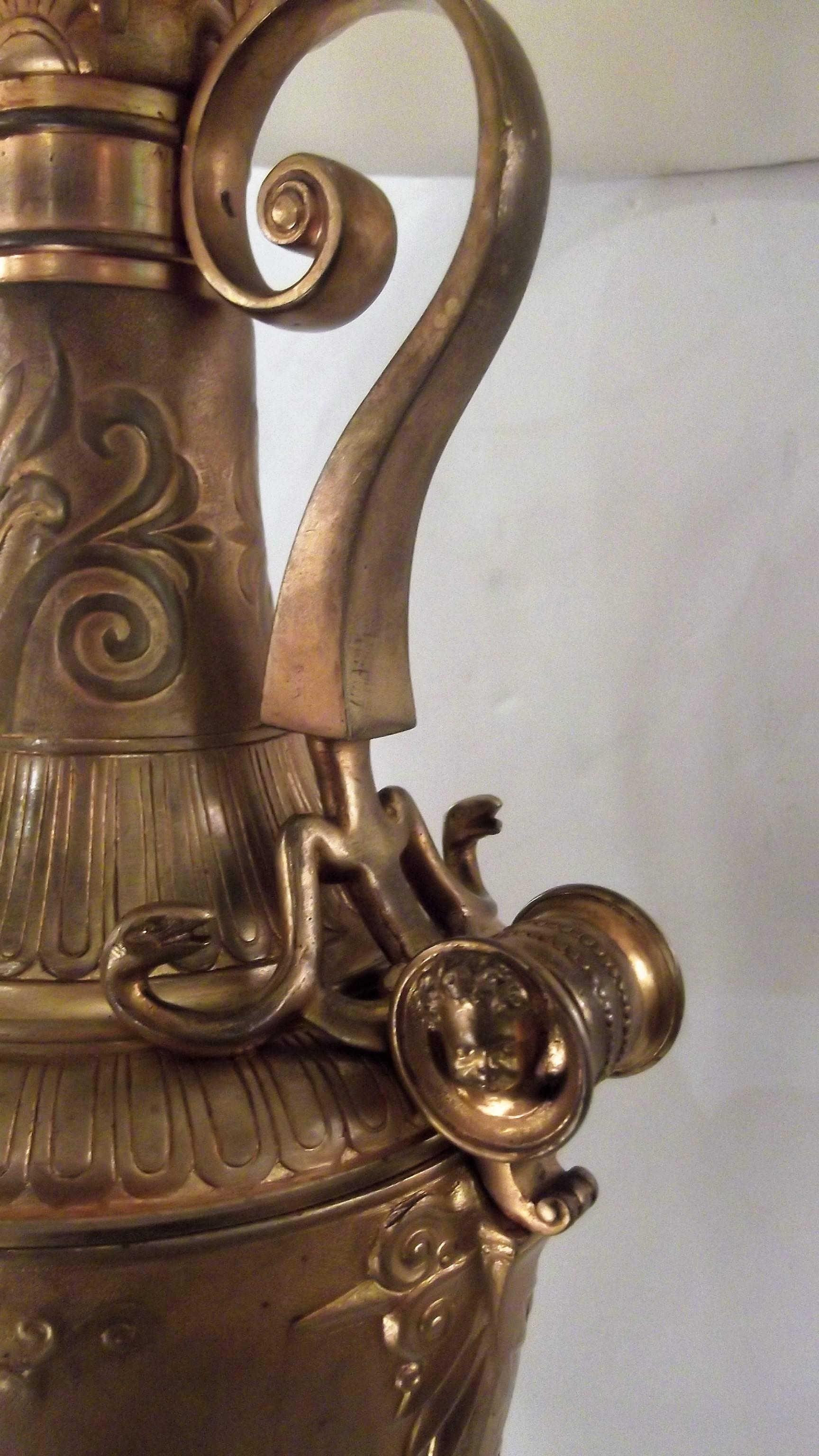 Neoclassical French Gilt Bronze Urn Lamp, 19th Century