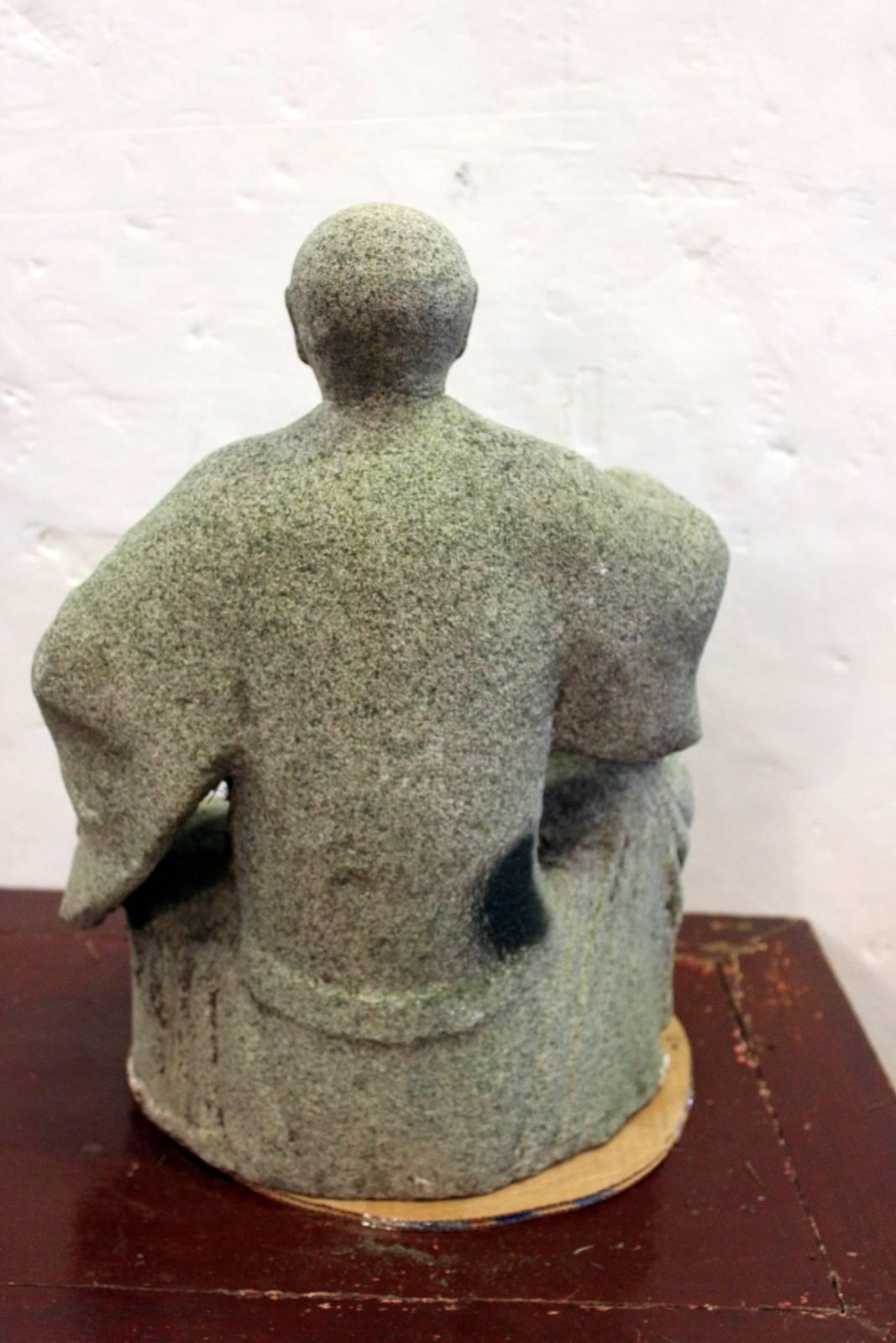 Late 18th-Early 19th Century Grey Stone Monk Sculpture 1