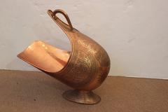 Antique Engraved Copper Coal Scuttle
