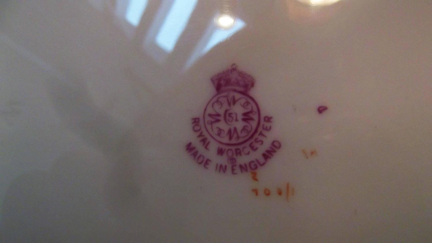 Set of 12 Royal Worcester Hand Enameled Service Dinner Plates For Sale