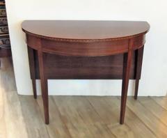 Mahogany Federal Style Inlaid Demilune Dining Table