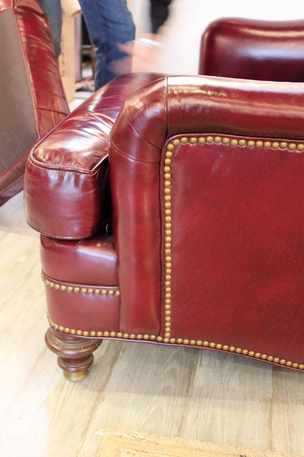 American Cordivan Leather Small Sofa by Hancock and Moore