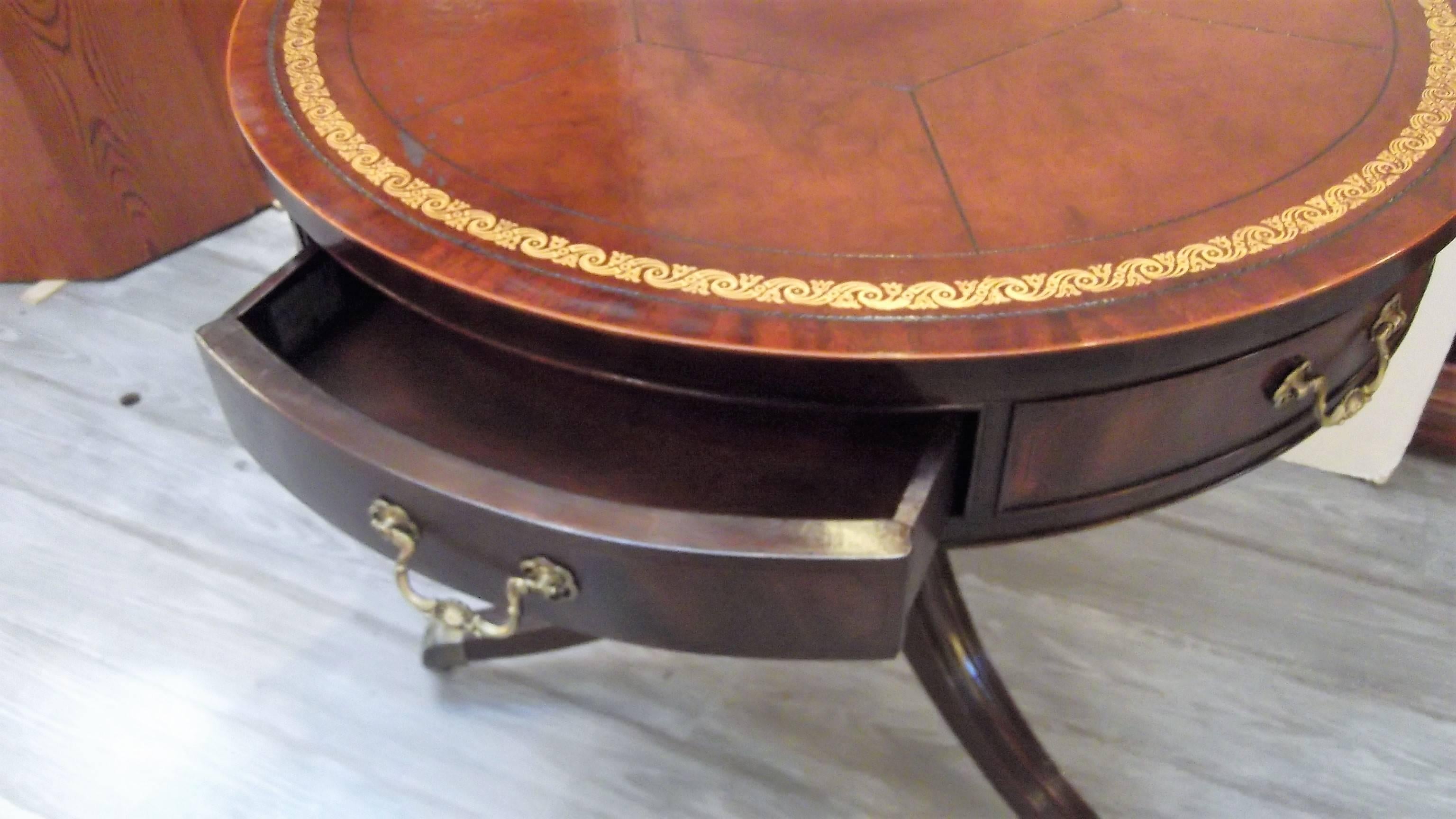 Mahogany and Leather Round Rent Table 2