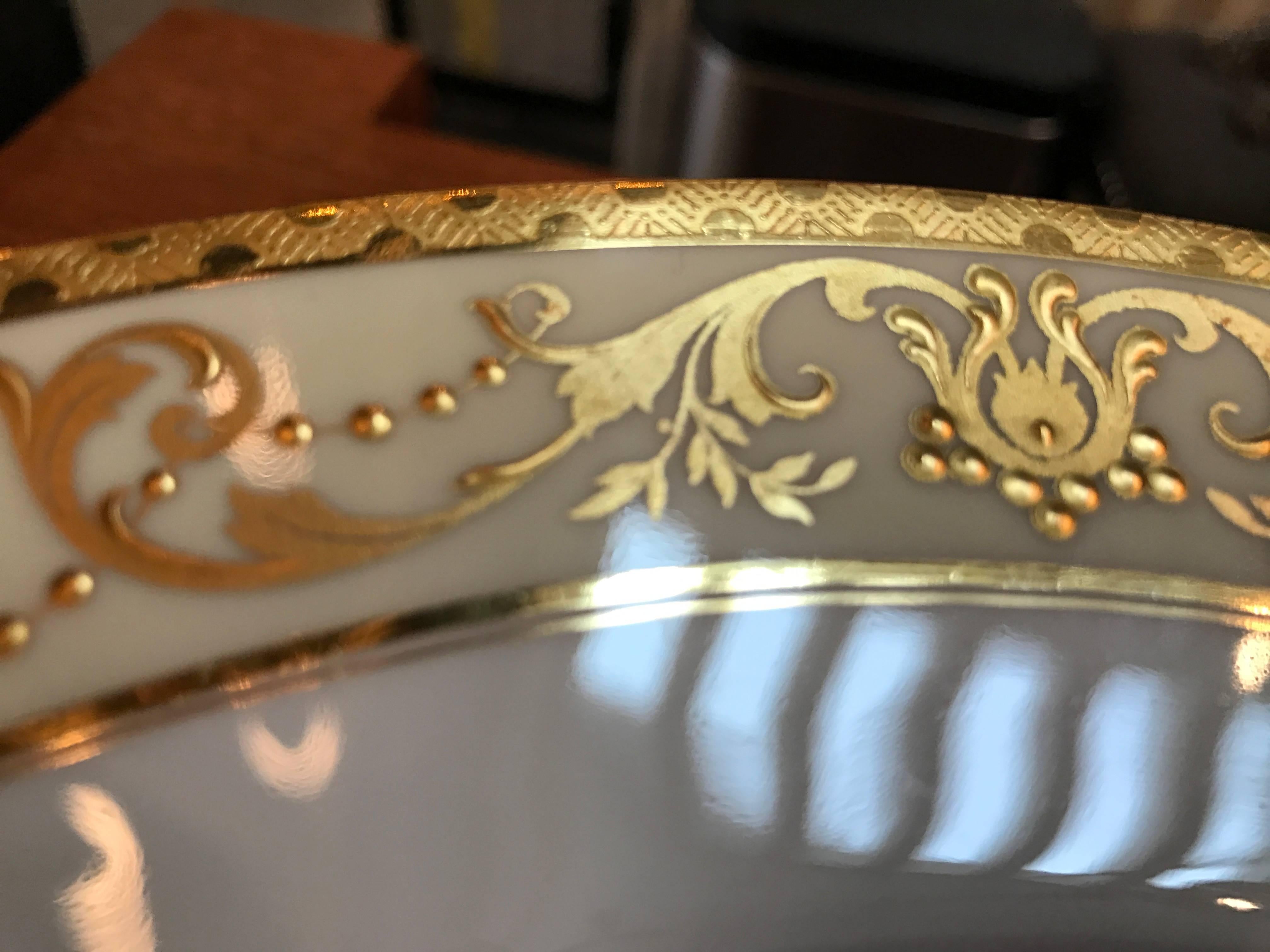Set of 12 Gold Encrusted English Raised Gilt Service Plates 2