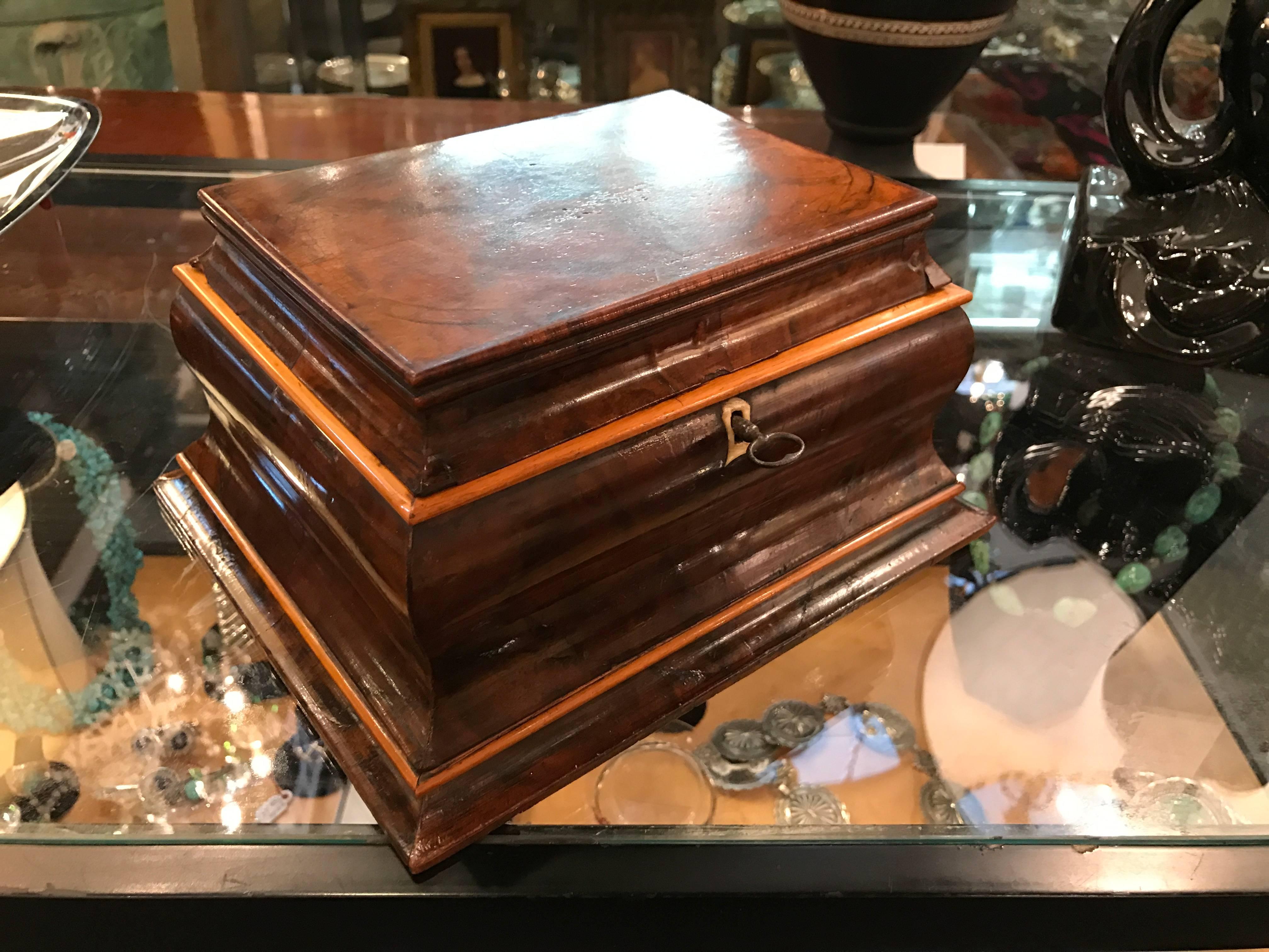 Antique English Walnut Jewelry Box 1