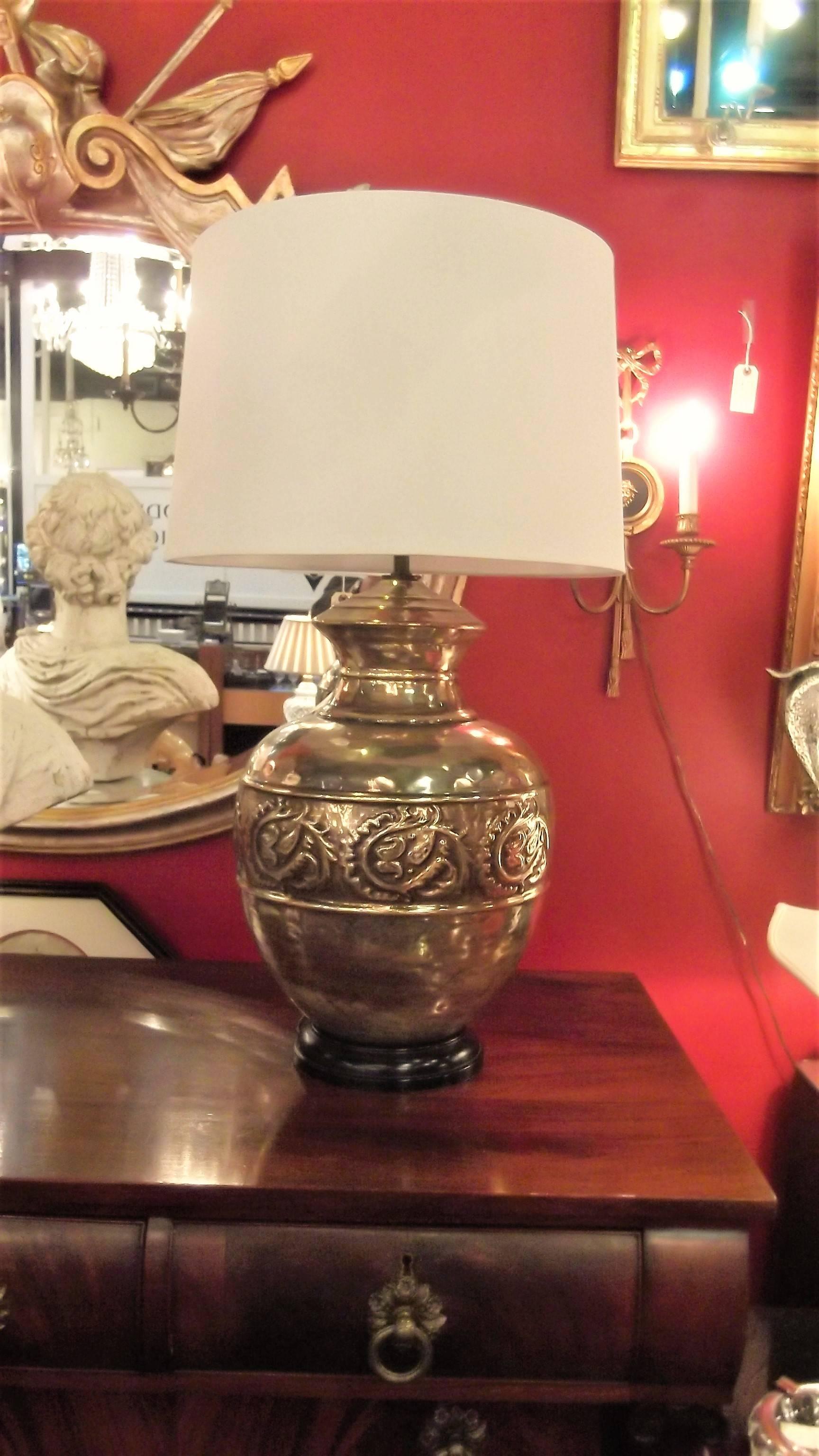 Pair of Metallic Glazed Pottery Urn Lamps 1