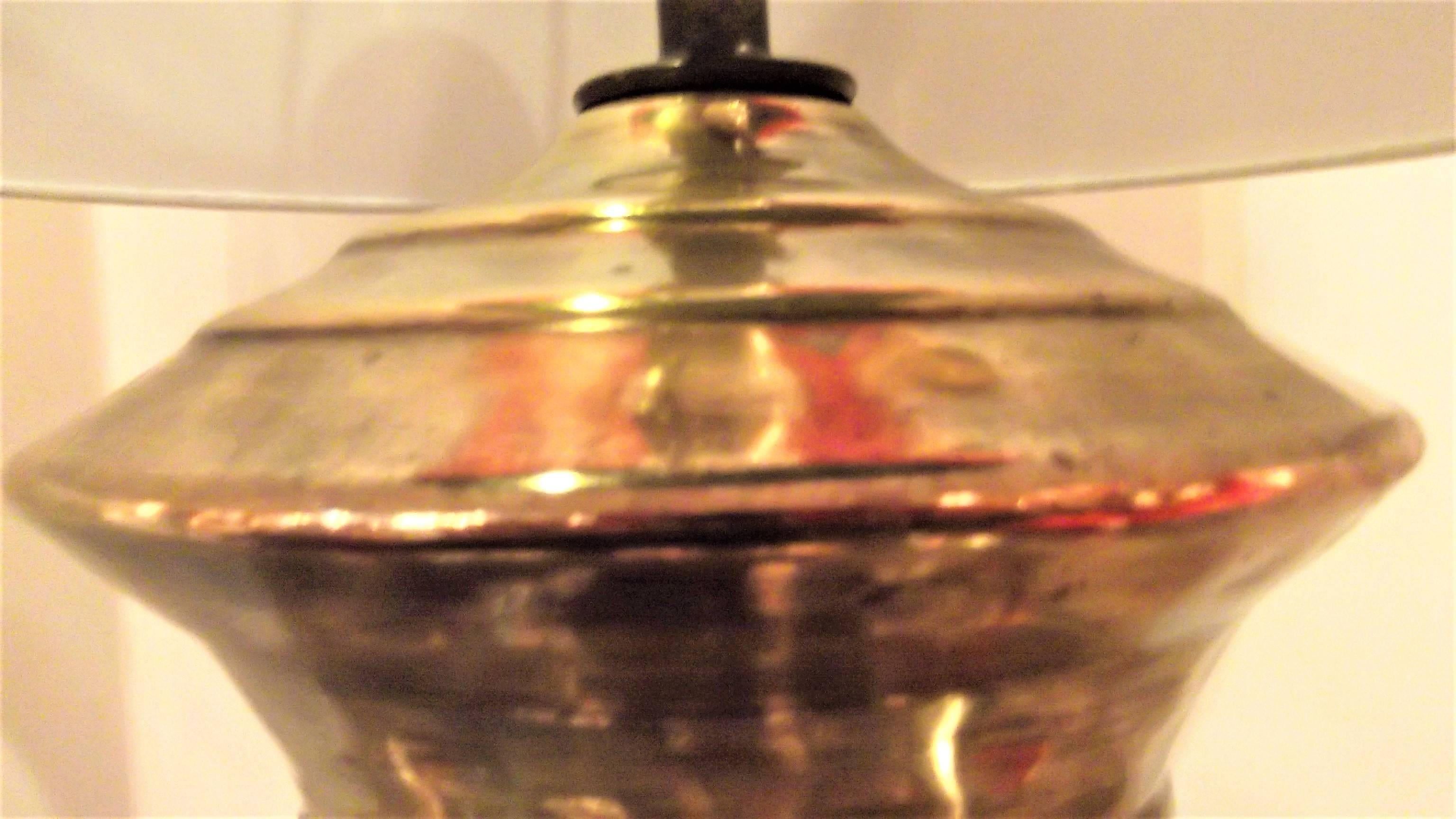 20th Century Pair of Metallic Glazed Pottery Urn Lamps