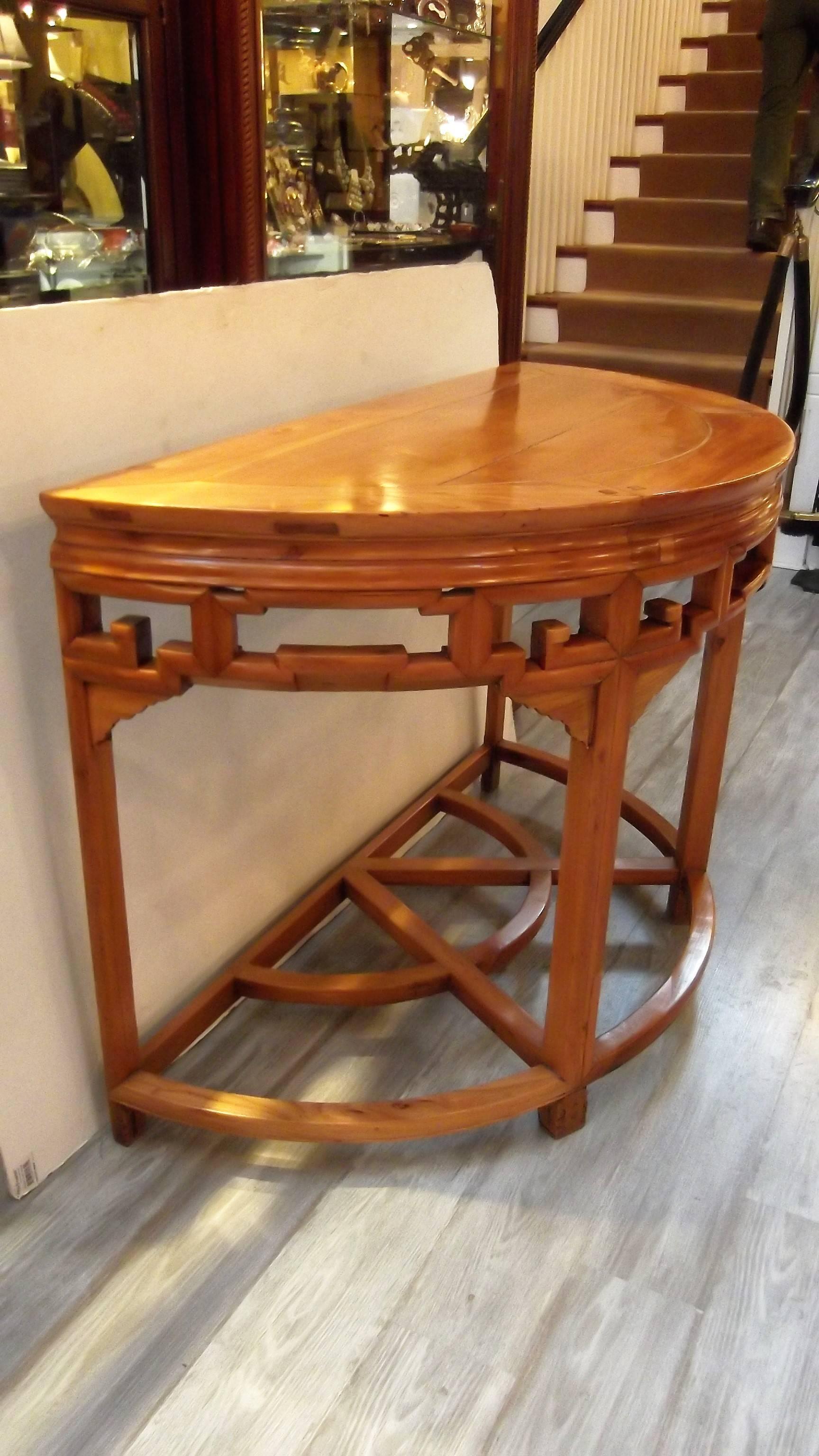 Asian Style Demilune Console Table In Excellent Condition In Lambertville, NJ