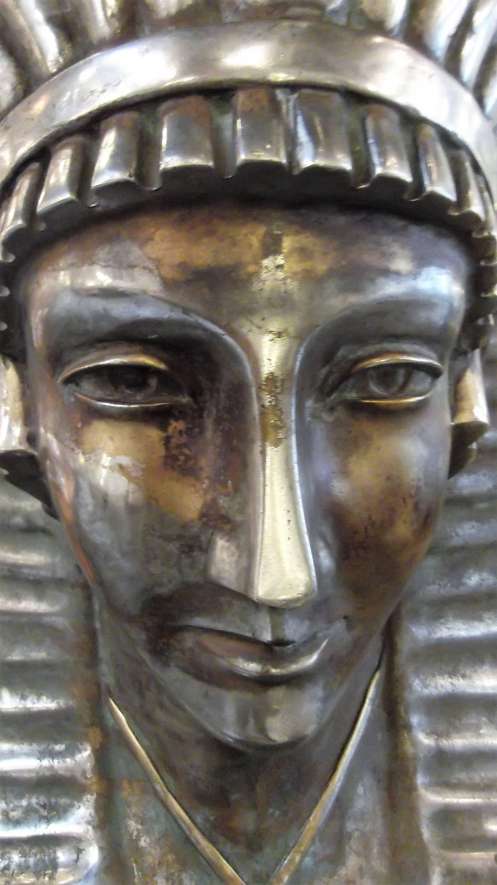 Large Silvered Bronze Egyptian Revival Bust In Good Condition In Lambertville, NJ