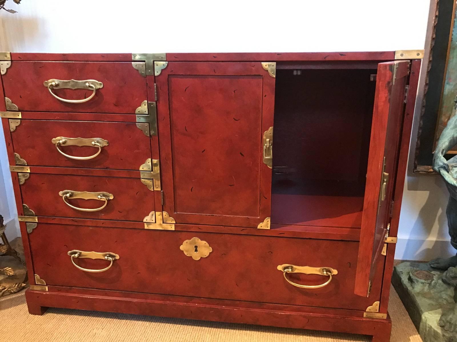 Asian Style Campaign Chest with Cinnabar Finish 3