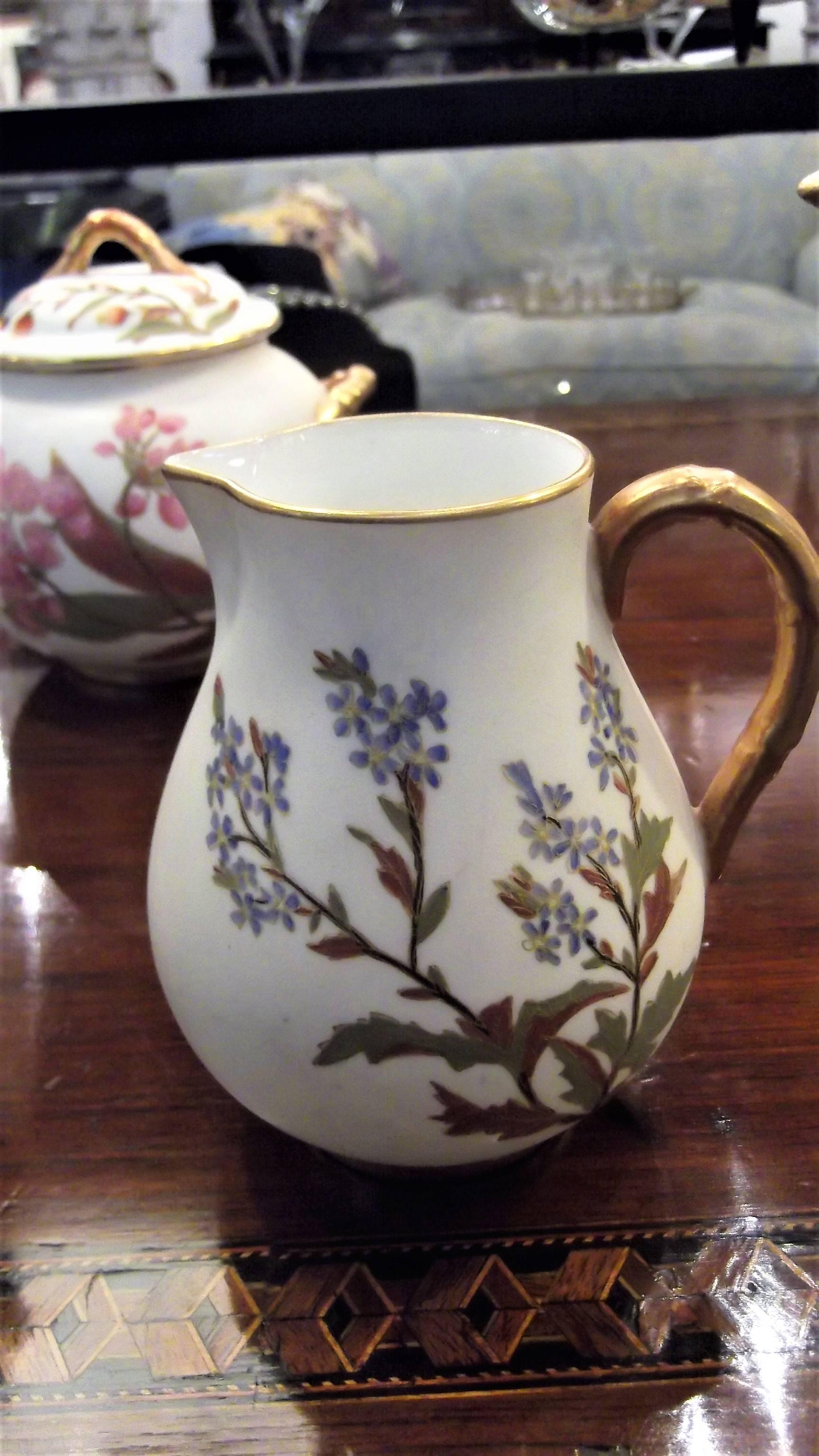 Antique English Hand-Painted Tea Set In Excellent Condition In Lambertville, NJ
