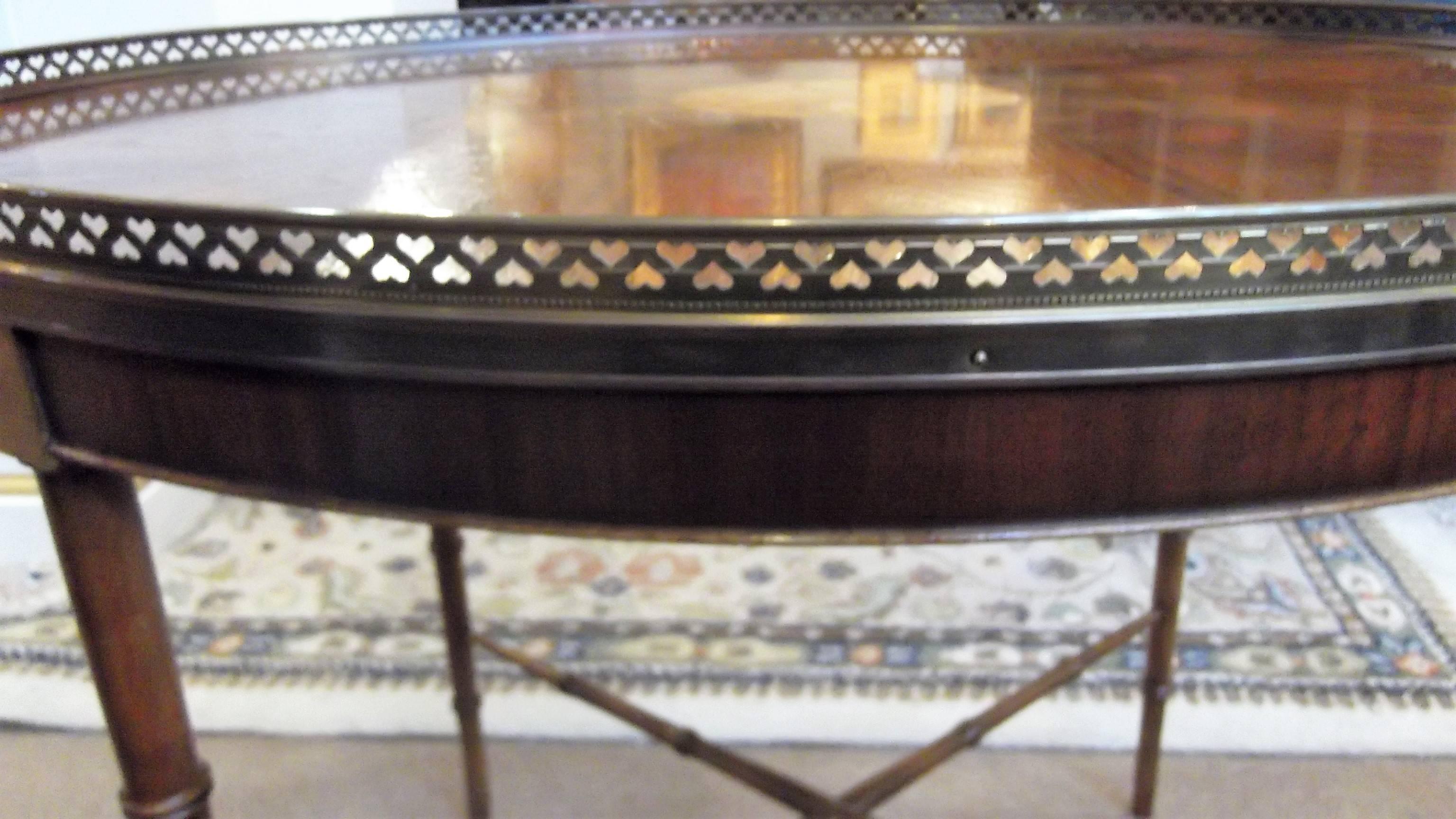 Inlay Oval Gallery Top Cocktail Table by Baker Furniture