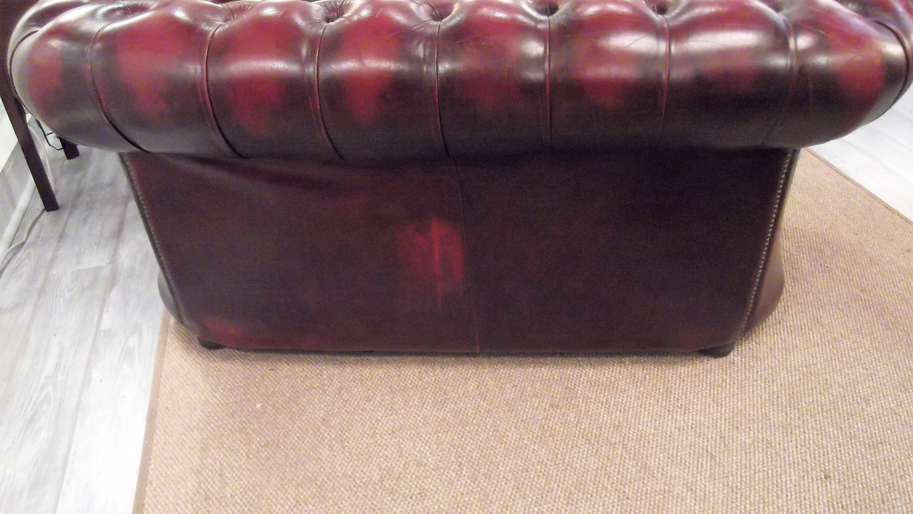 20th Century English Cordovan Leather Chesterfield Loveseat