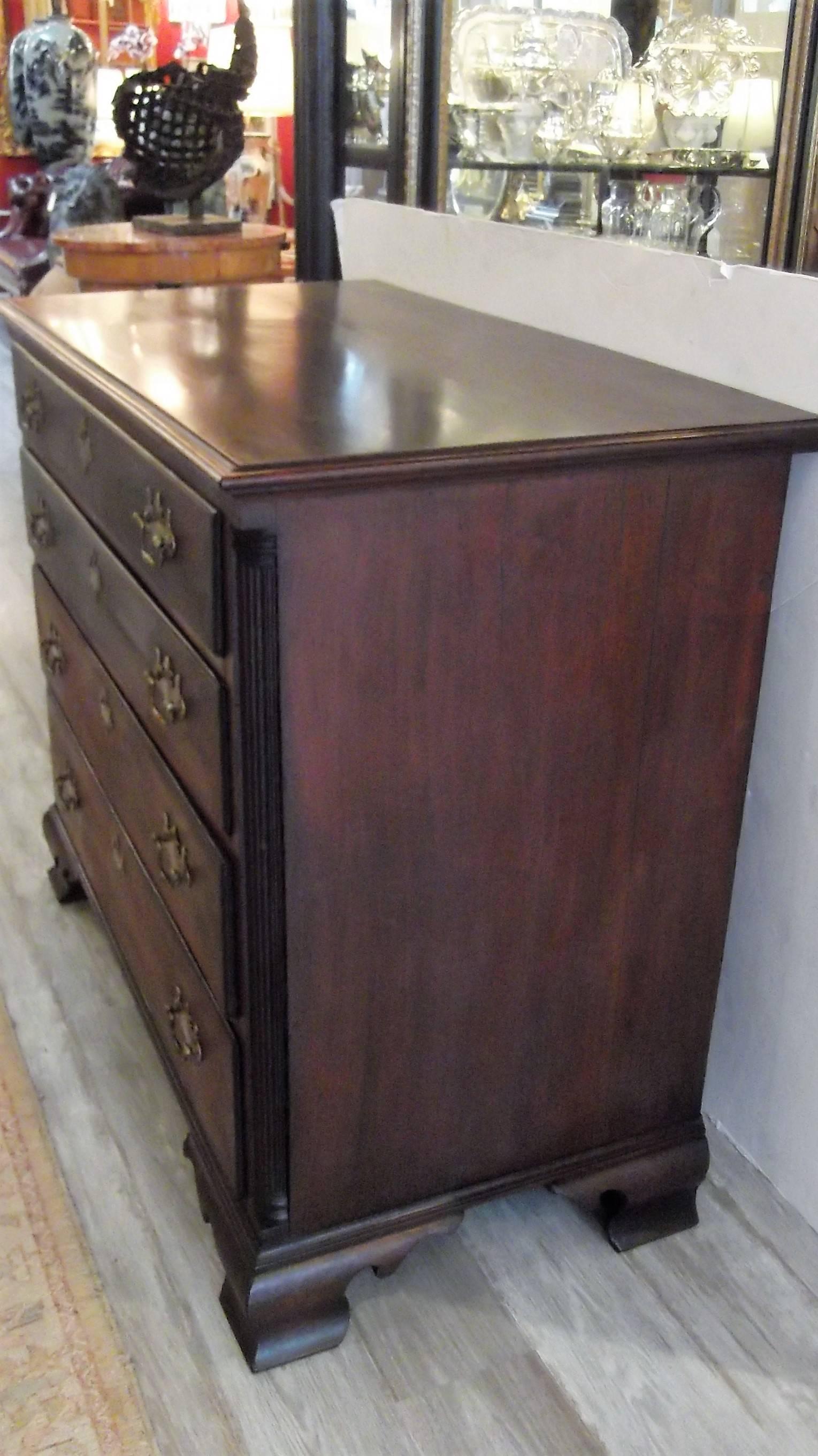 AMERICAN chippendale walnut chest of drawers with bracket feet. An outstanding specimen of Early Pennsylvania craftsmanship, this chest of drawers is one that retains incredible character and history etched in it's worn and abraded surfaces. It's