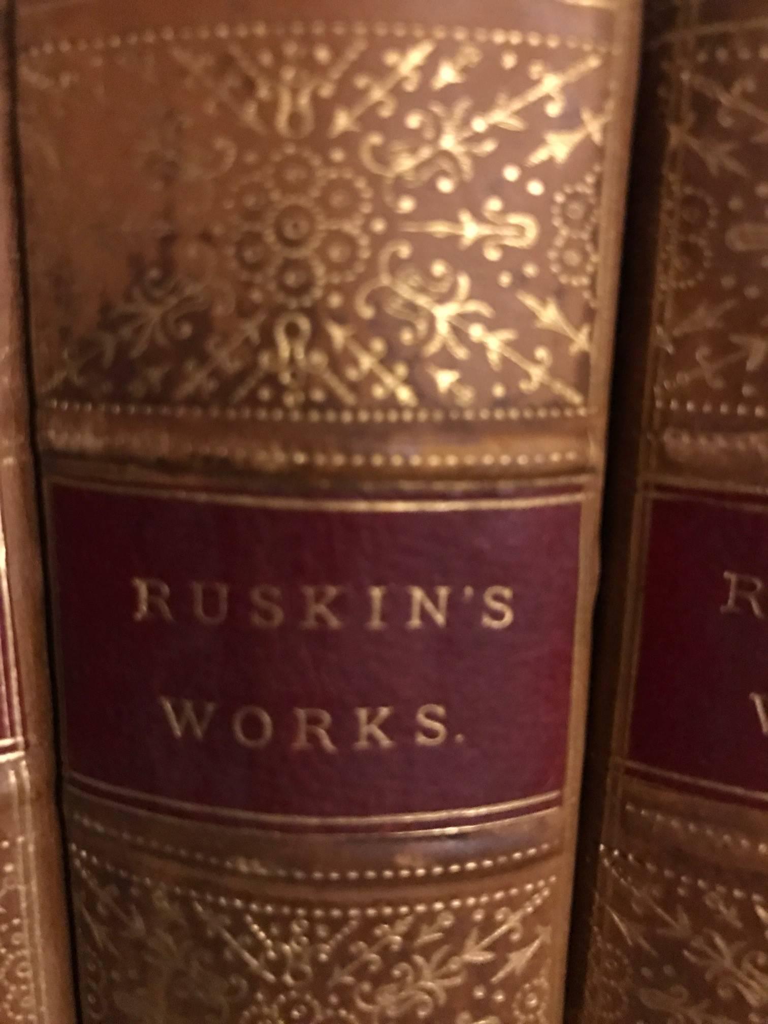 12 Volumes Leather Bound Books Ruskin's Works John Ruskin 2
