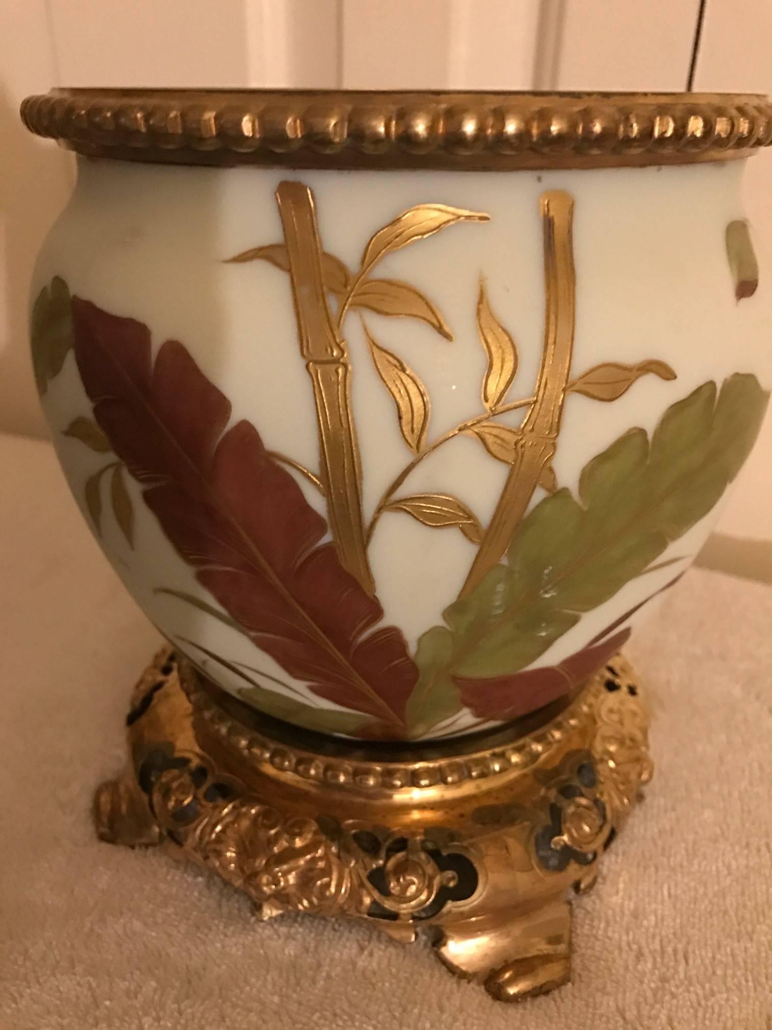 19th Century Painted Porcelain Urn with Pierced Lid 2
