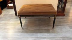 Louis XVI Style Upholstered Ebonized Ottoman