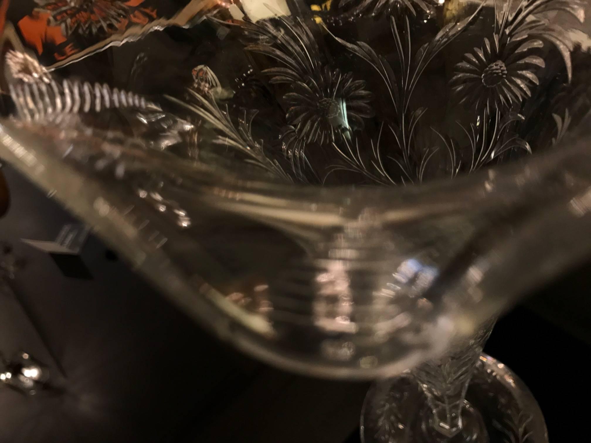 20th Century Intaglio Cut Glass Trumpet Vase by Sinclaire