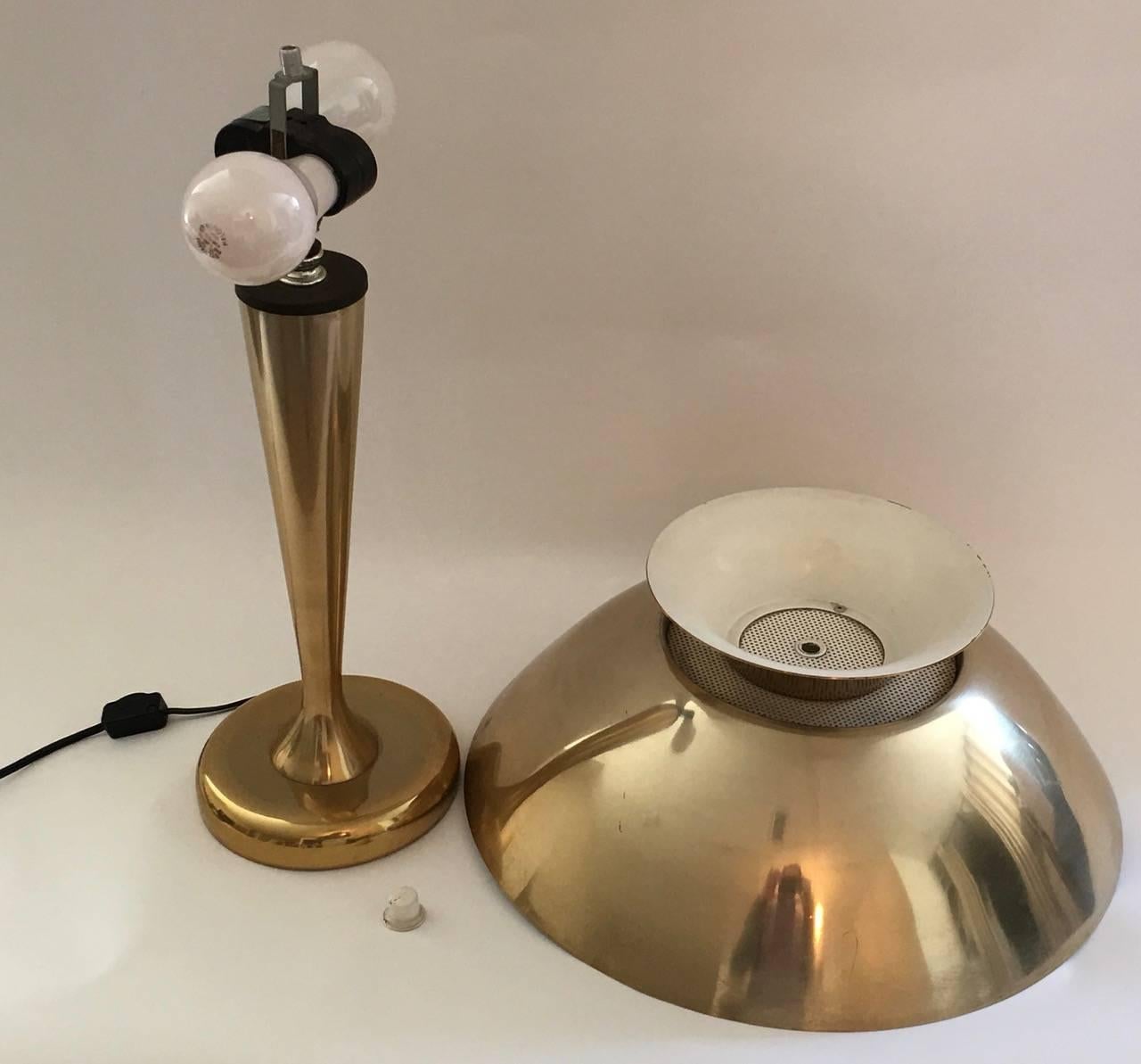 Mid-Century Modern Art Moderne Anodized Spun Aluminum Table Lamp Soundrite Corp