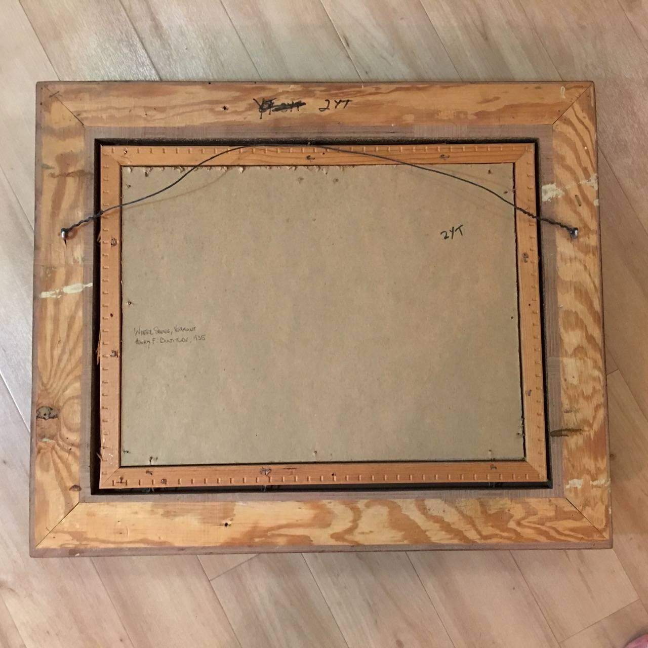 Henry F. Bultitude, Framed Oil Painting on Board, Vermont Scene, circa 1935 1