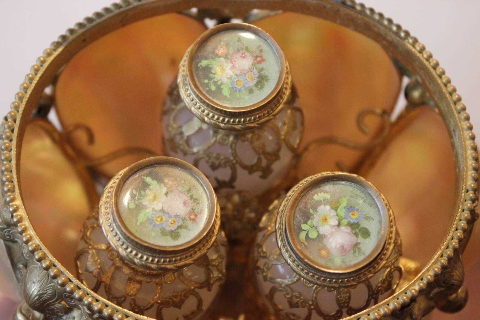 19th Century French Mother of Pearl Casket with Scent bottles. 