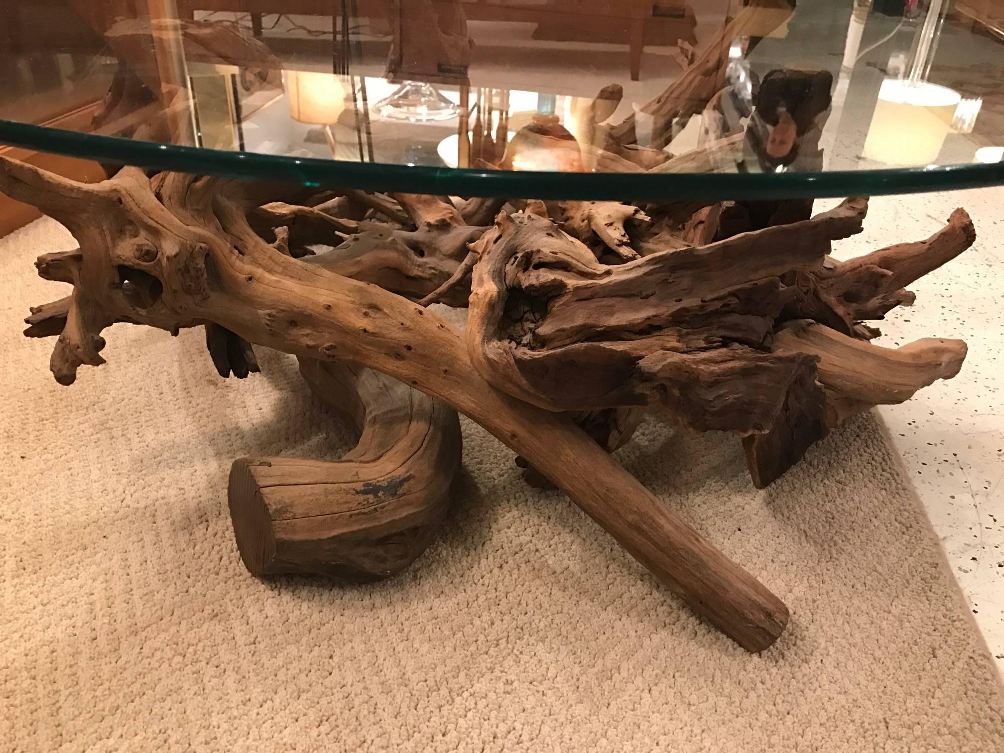 round driftwood table