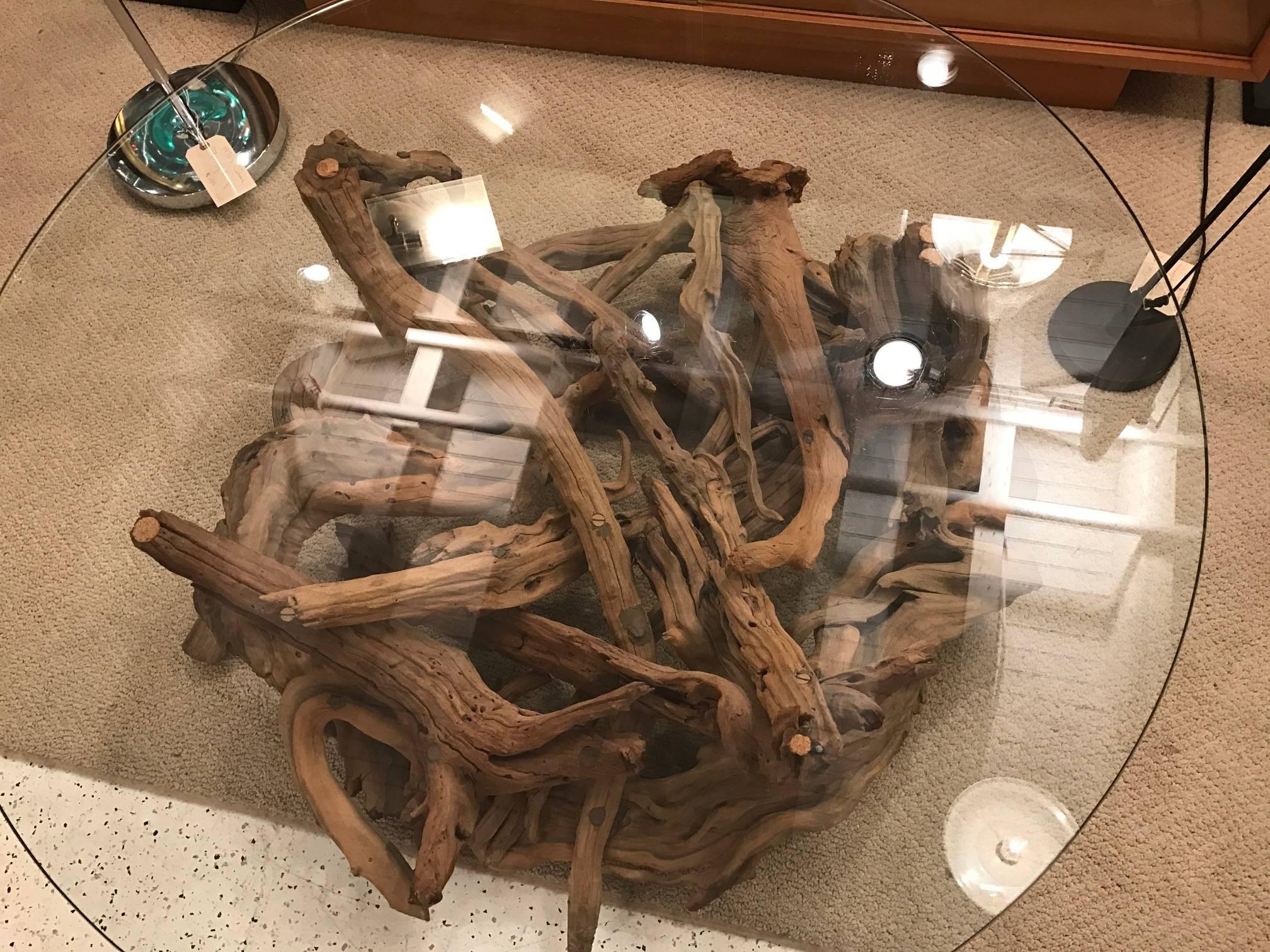 ishan round driftwood ridged end table