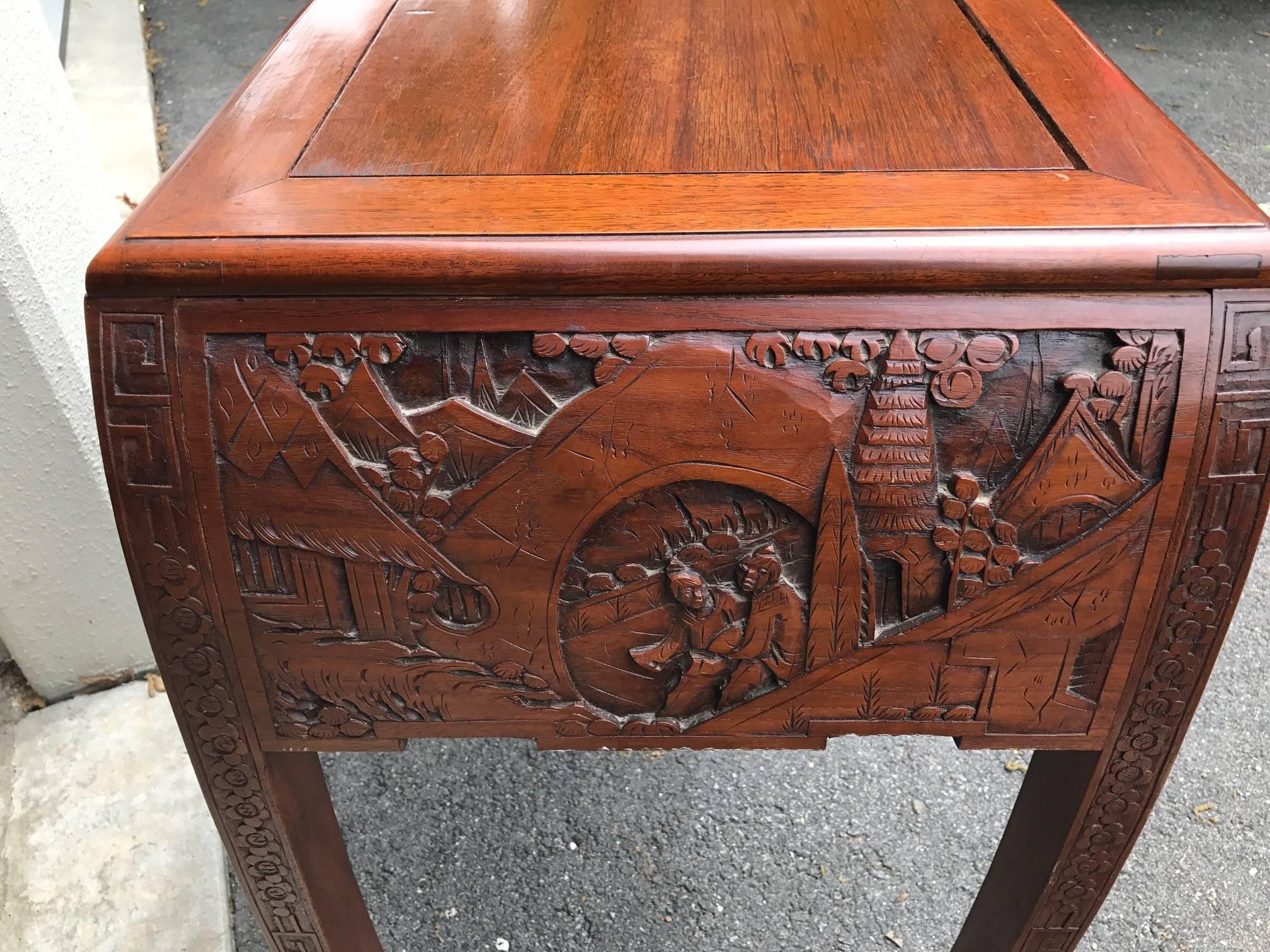 Chinoiserie Hand-Carved Chinese Console Table