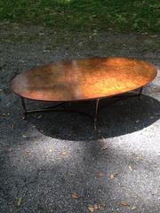 Labarge Burled Walnut and Brass Cocktail Table
