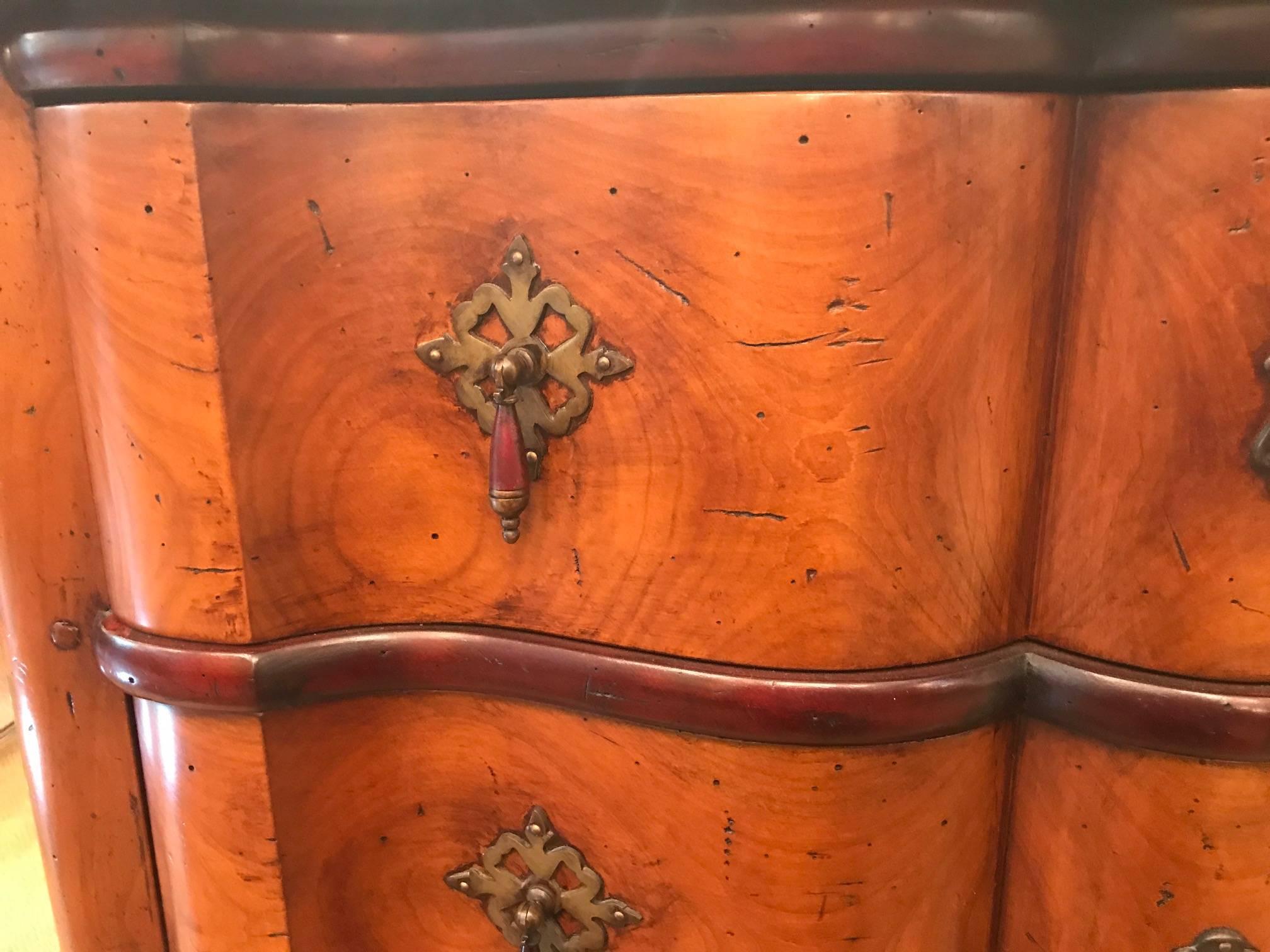 20th Century French Fruitwood Chest with Scalloped Front by Marjolet