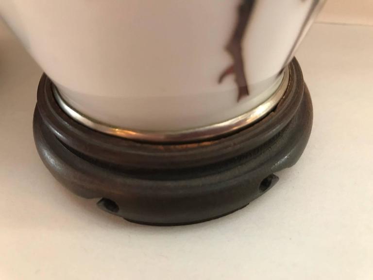 Pair of White Sato Cloisonné Vases For Sale at 1stdibs