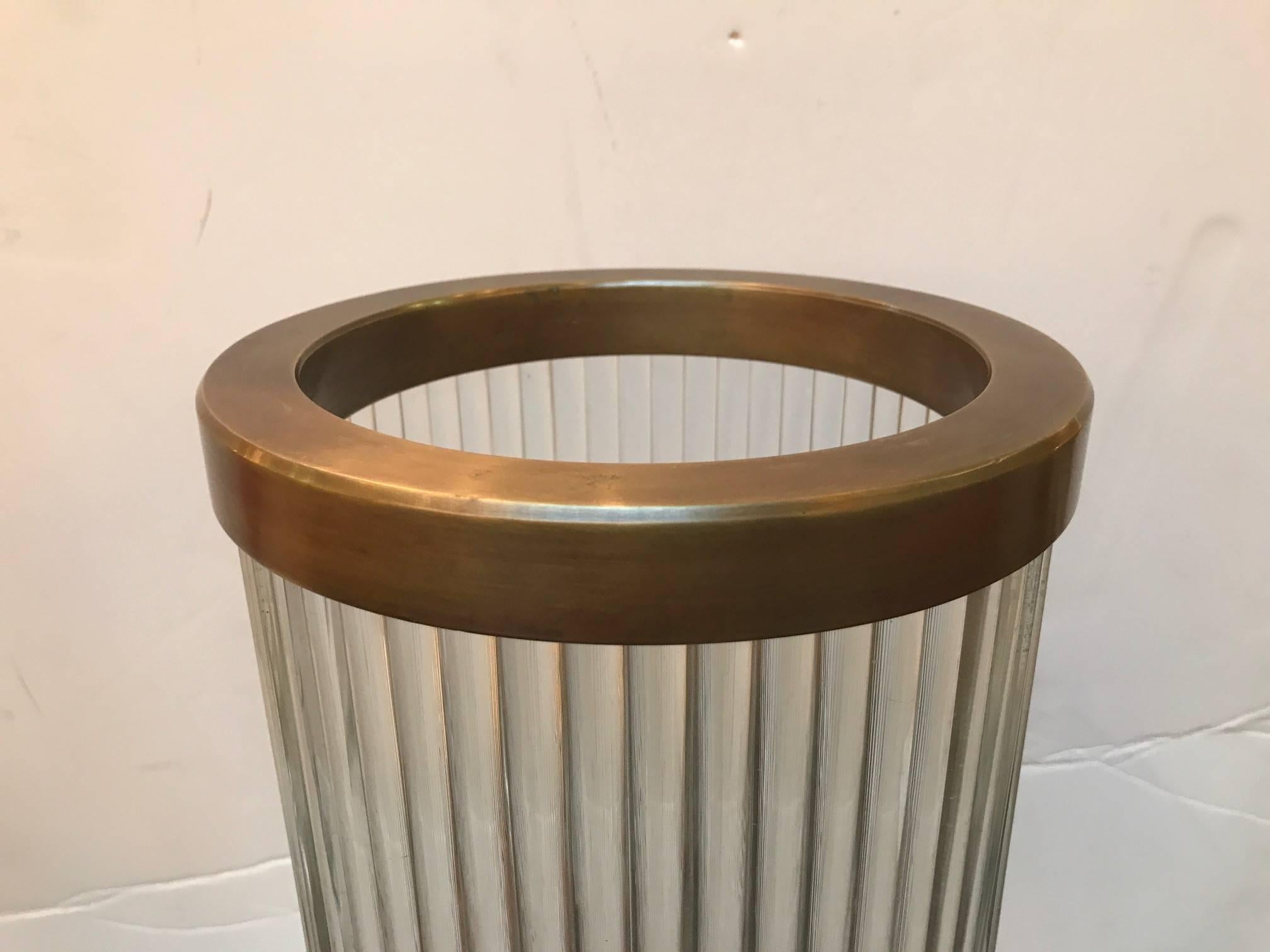 Art Deco Glass and Bronze Cylindrical Lamp