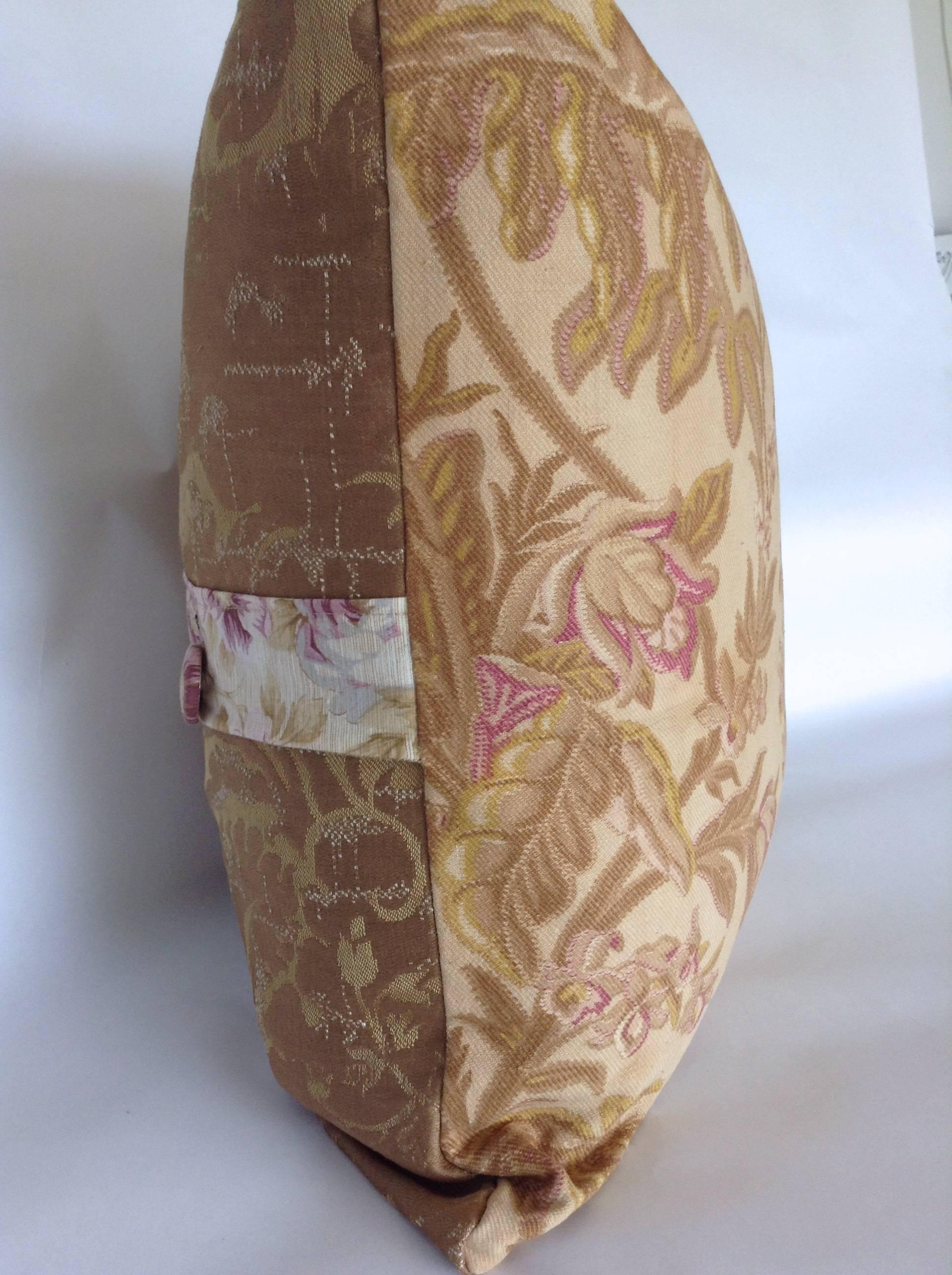 Contemporary 19th Century French Floral Accent Pillow