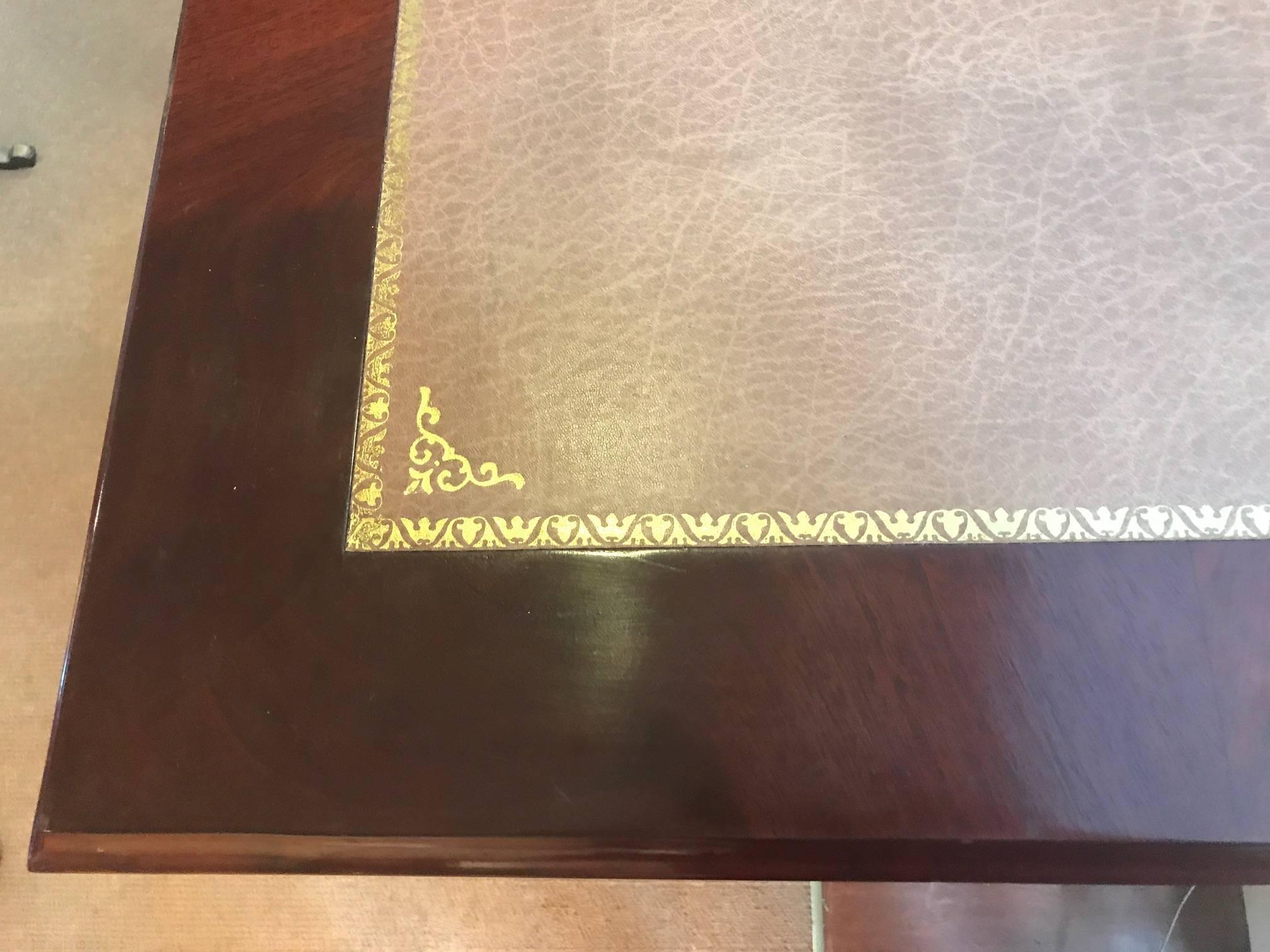 Empire Style Mahogany and Ormolu Leather Topped Desk In Excellent Condition In Lambertville, NJ