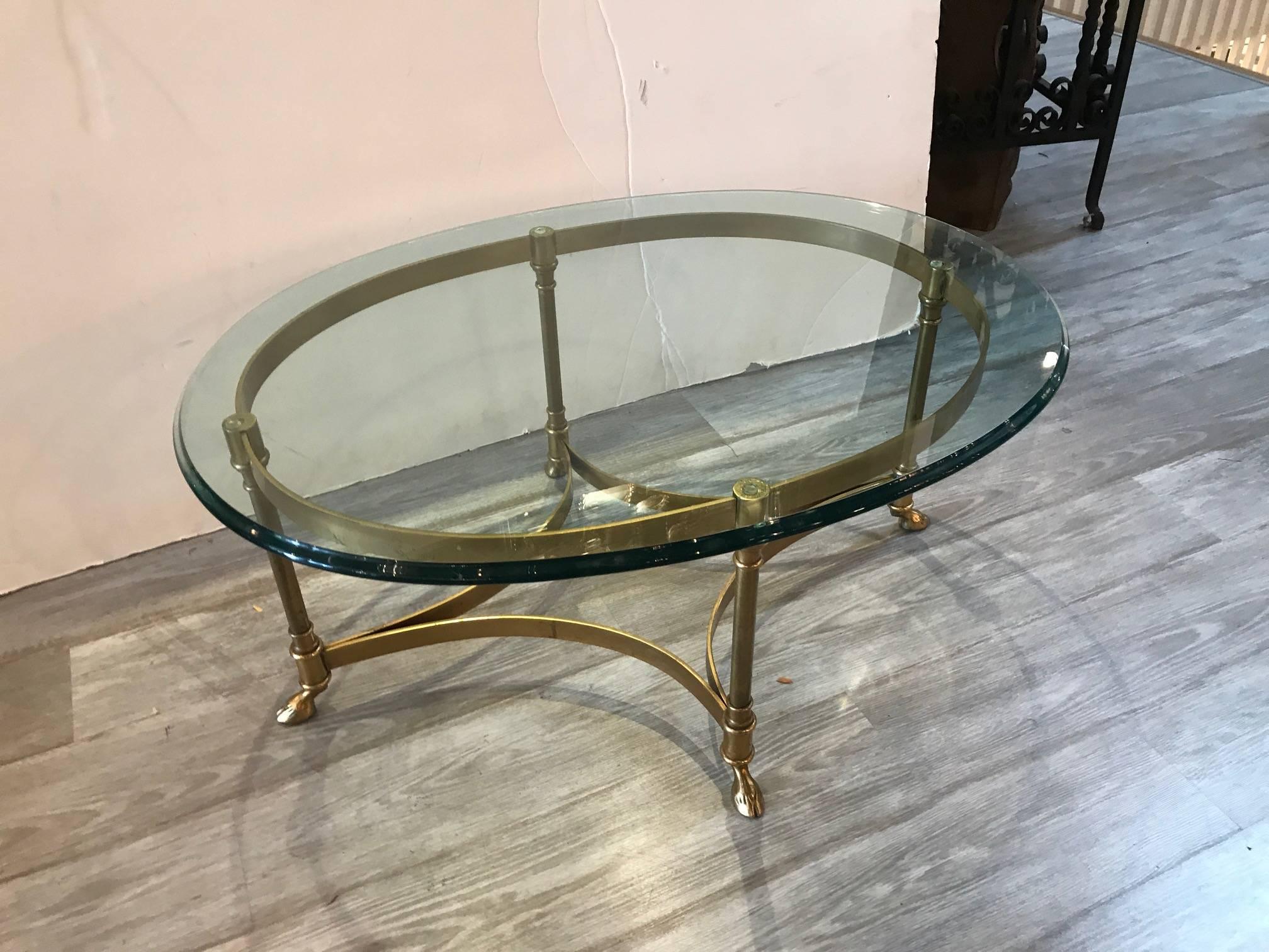 Mid-Century Modern Brass and Glass Mid-Century Labarge Cocktail Table